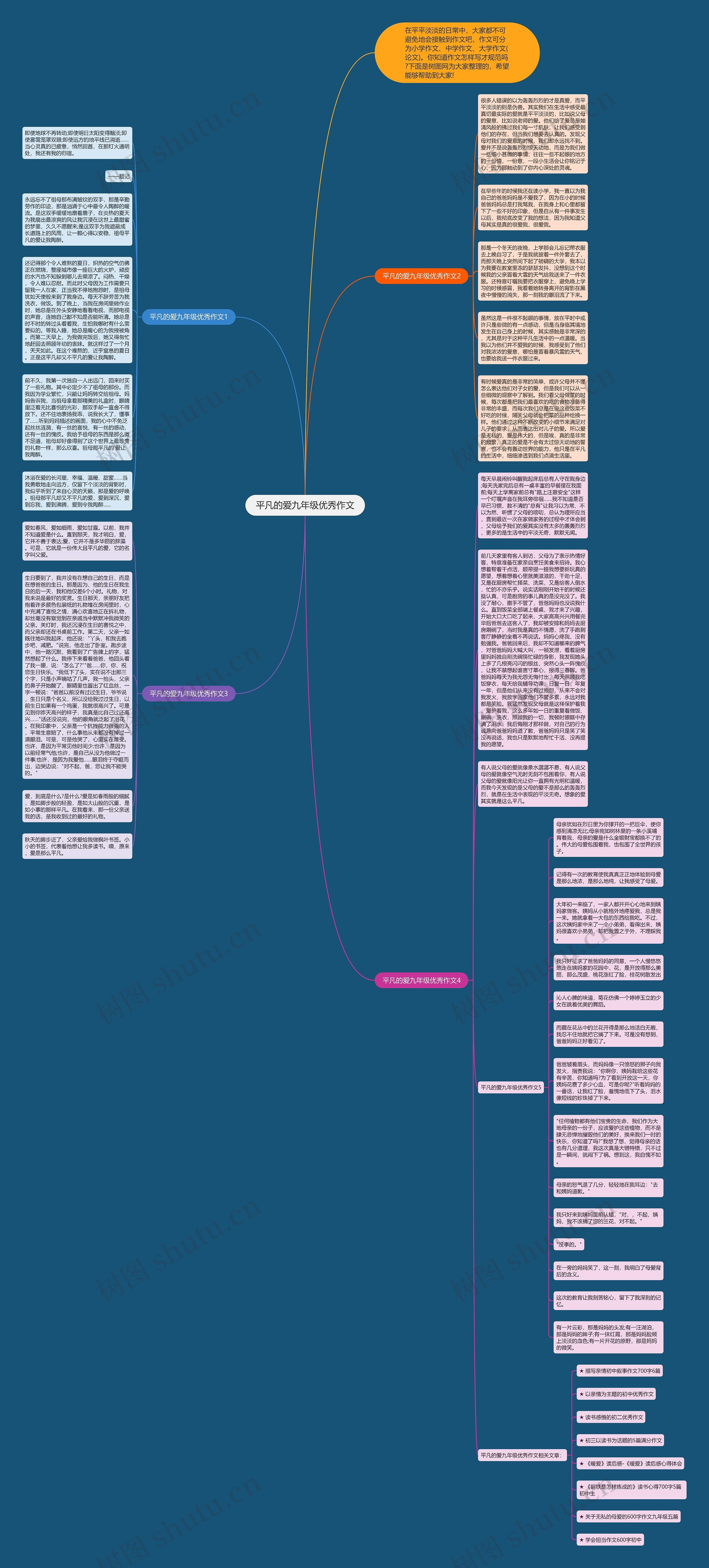 平凡的爱九年级优秀作文思维导图