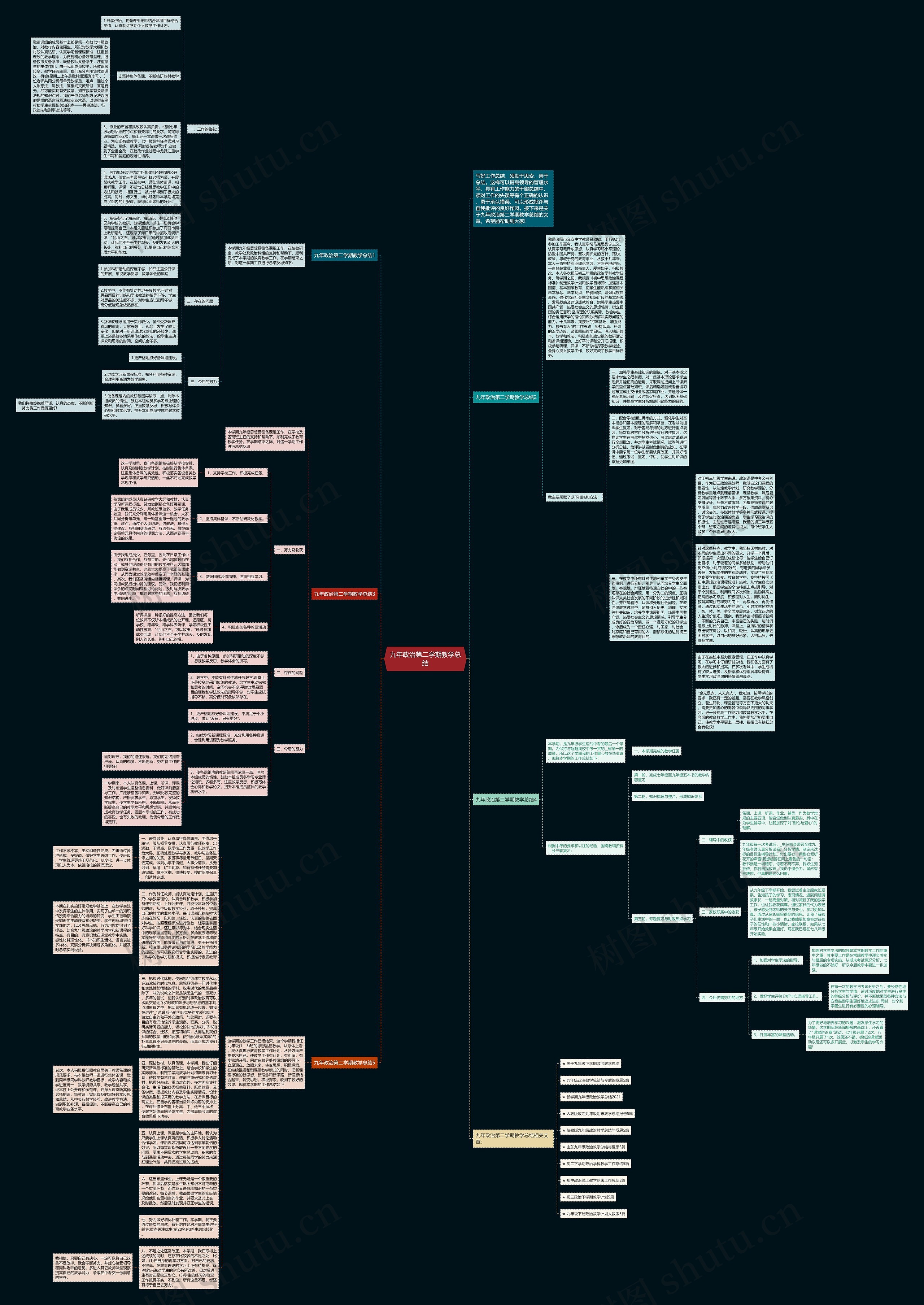 九年政治第二学期教学总结思维导图