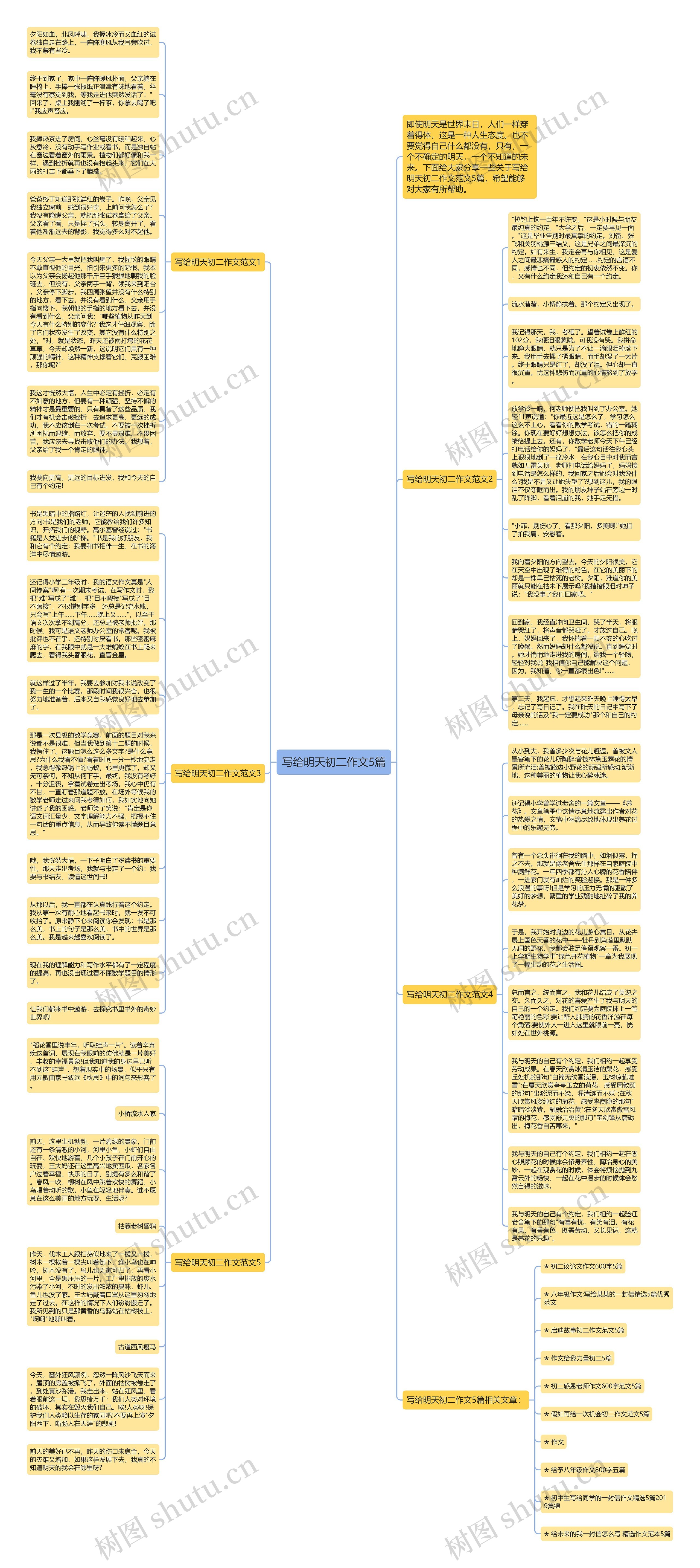 写给明天初二作文5篇思维导图