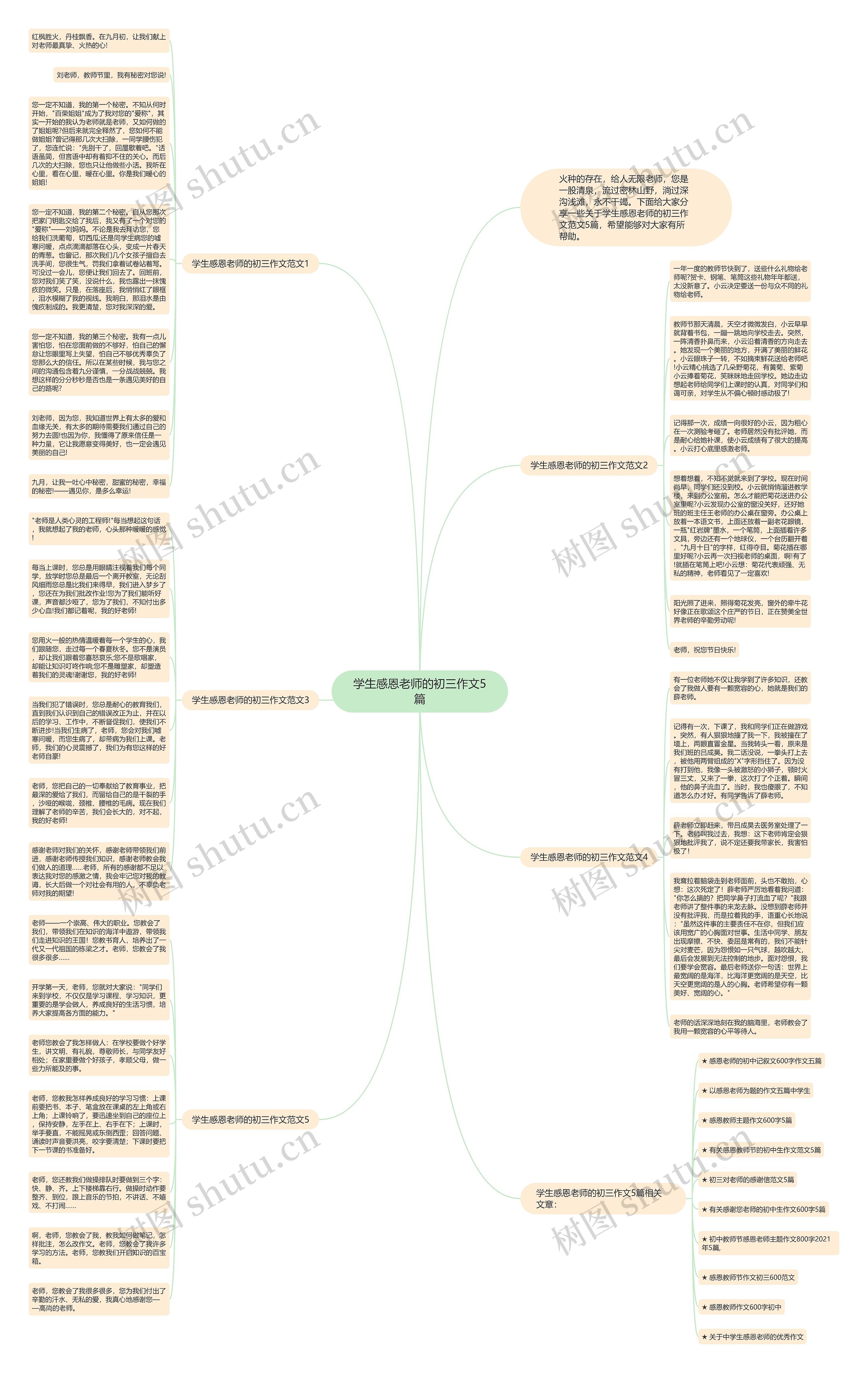 学生感恩老师的初三作文5篇思维导图