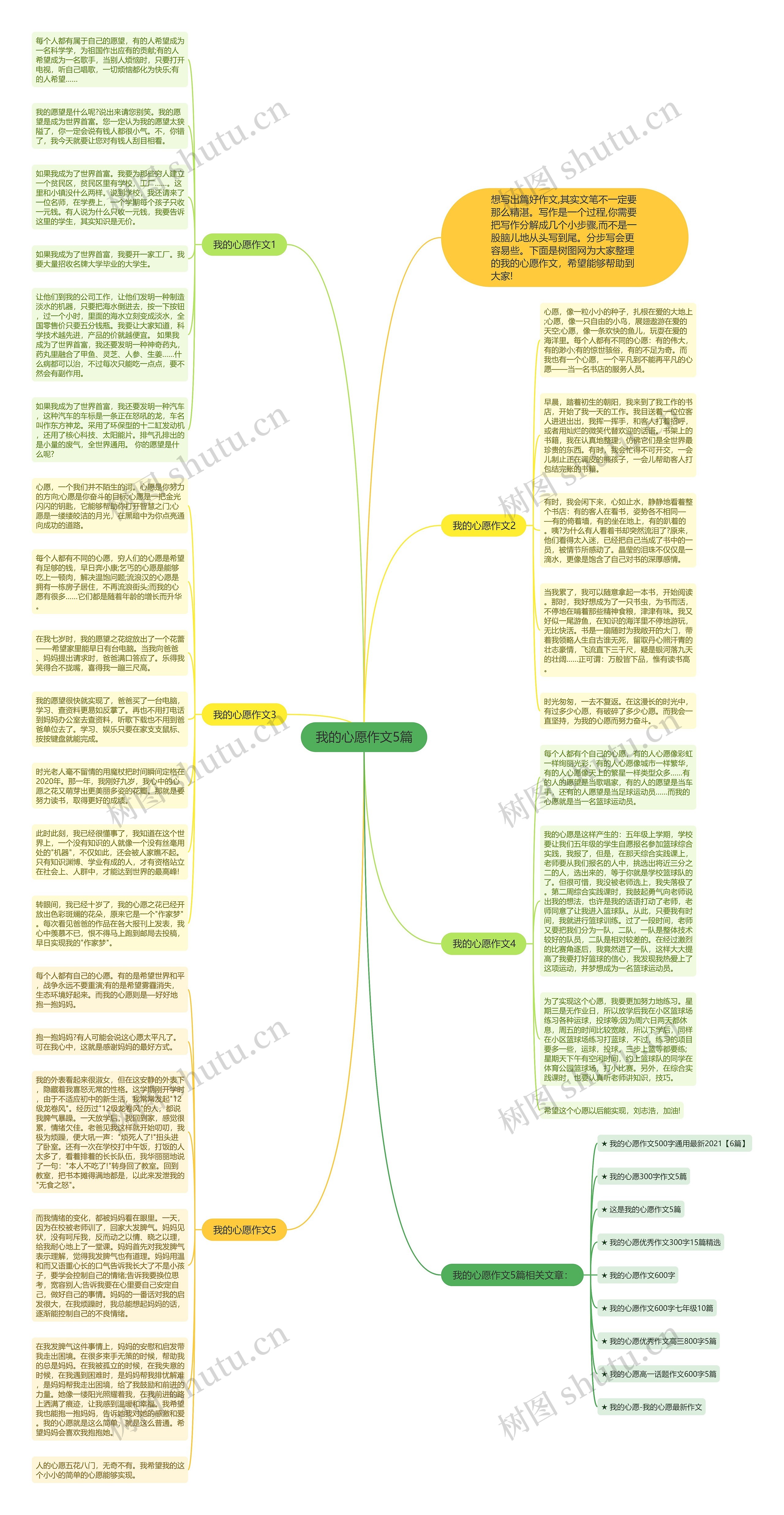 我的心愿作文5篇思维导图