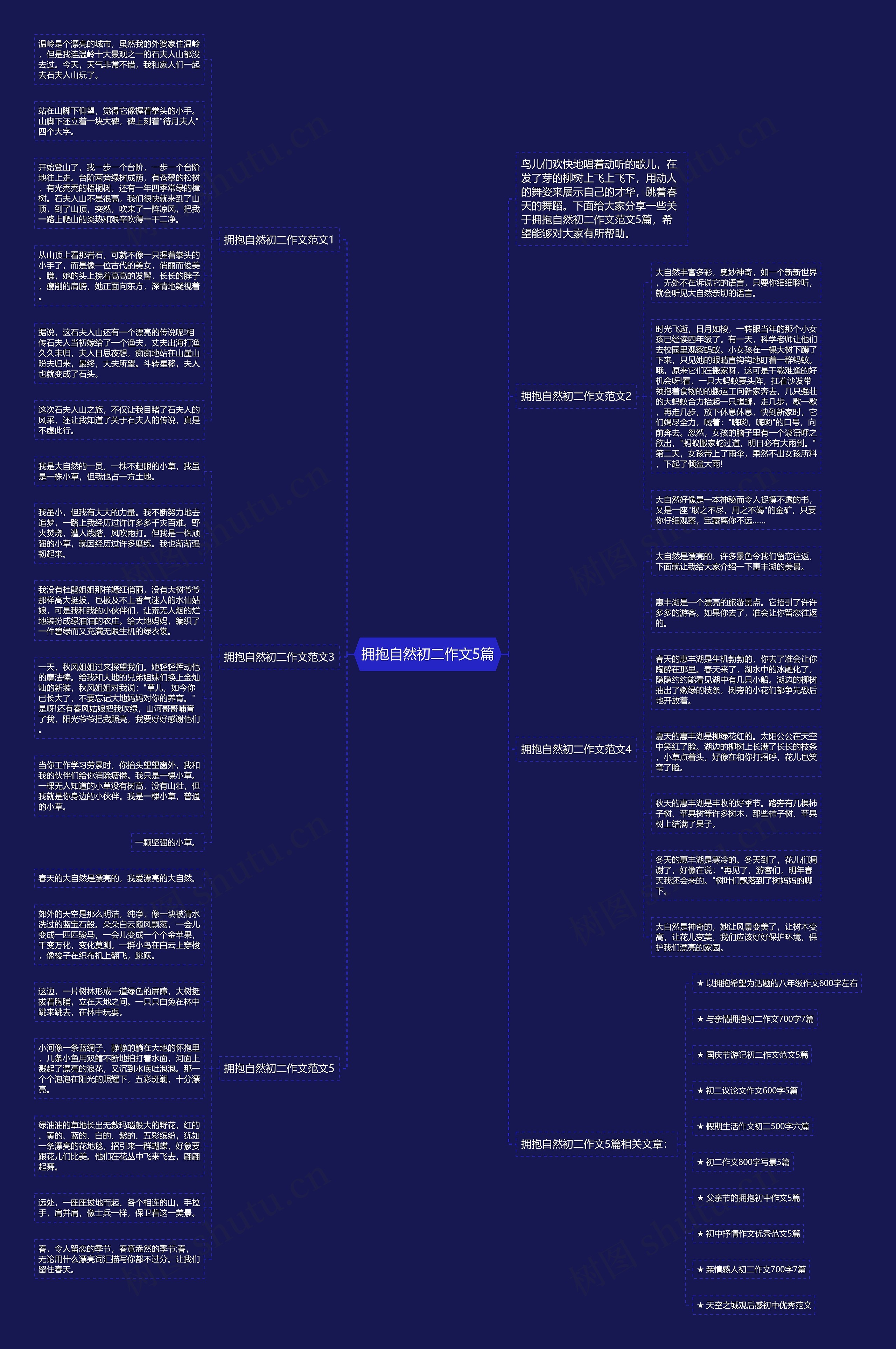 拥抱自然初二作文5篇思维导图