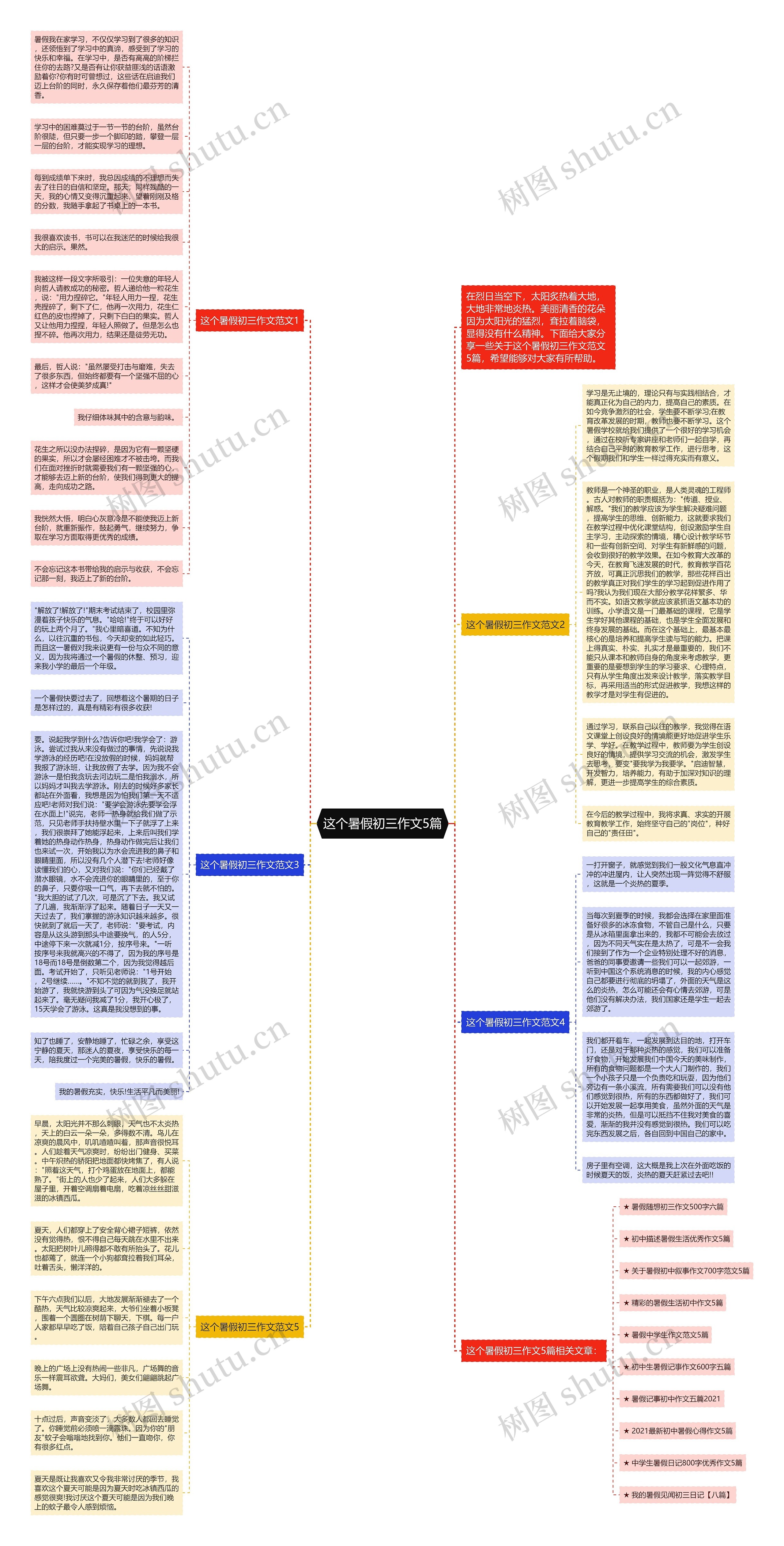 这个暑假初三作文5篇思维导图