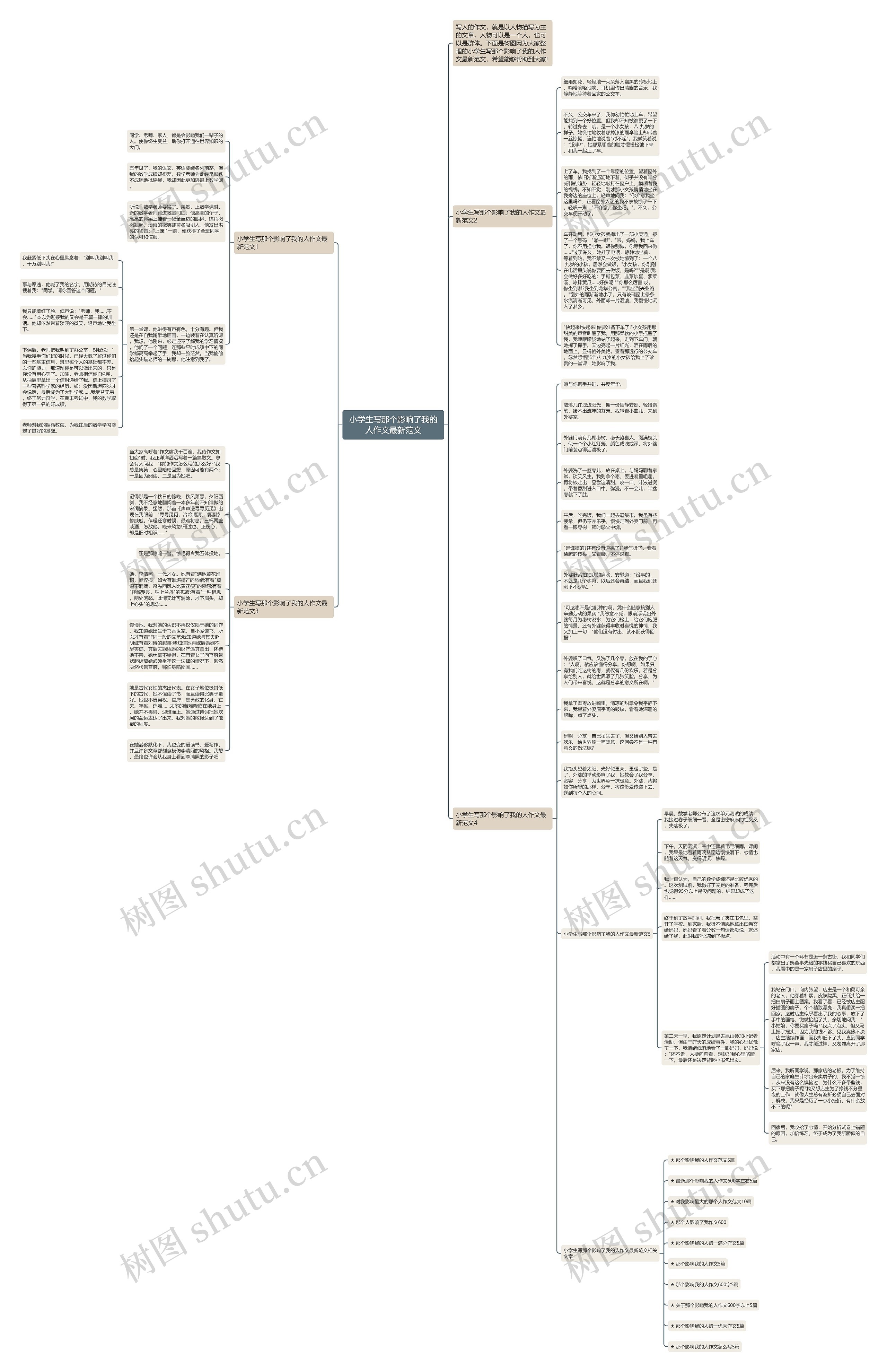 小学生写那个影响了我的人作文最新范文思维导图