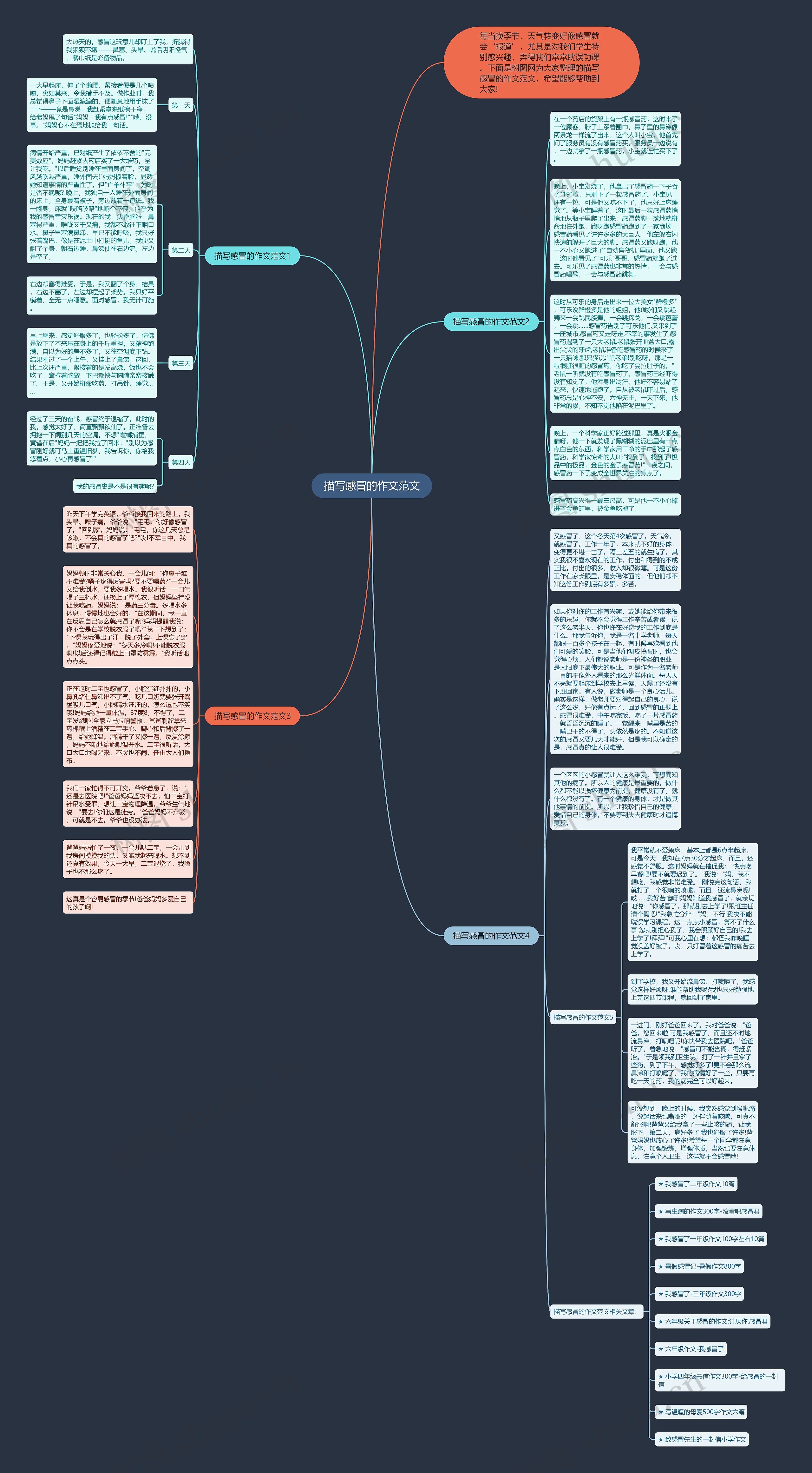 描写感冒的作文范文思维导图