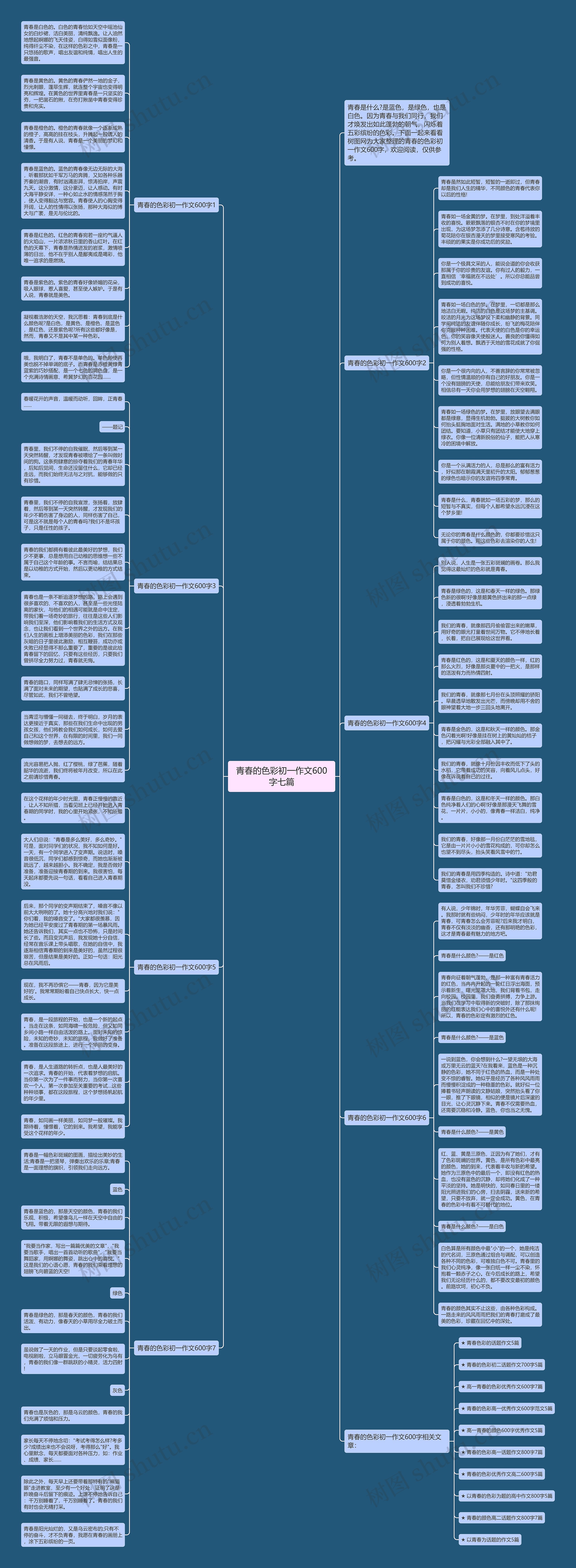 青春的色彩初一作文600字七篇思维导图
