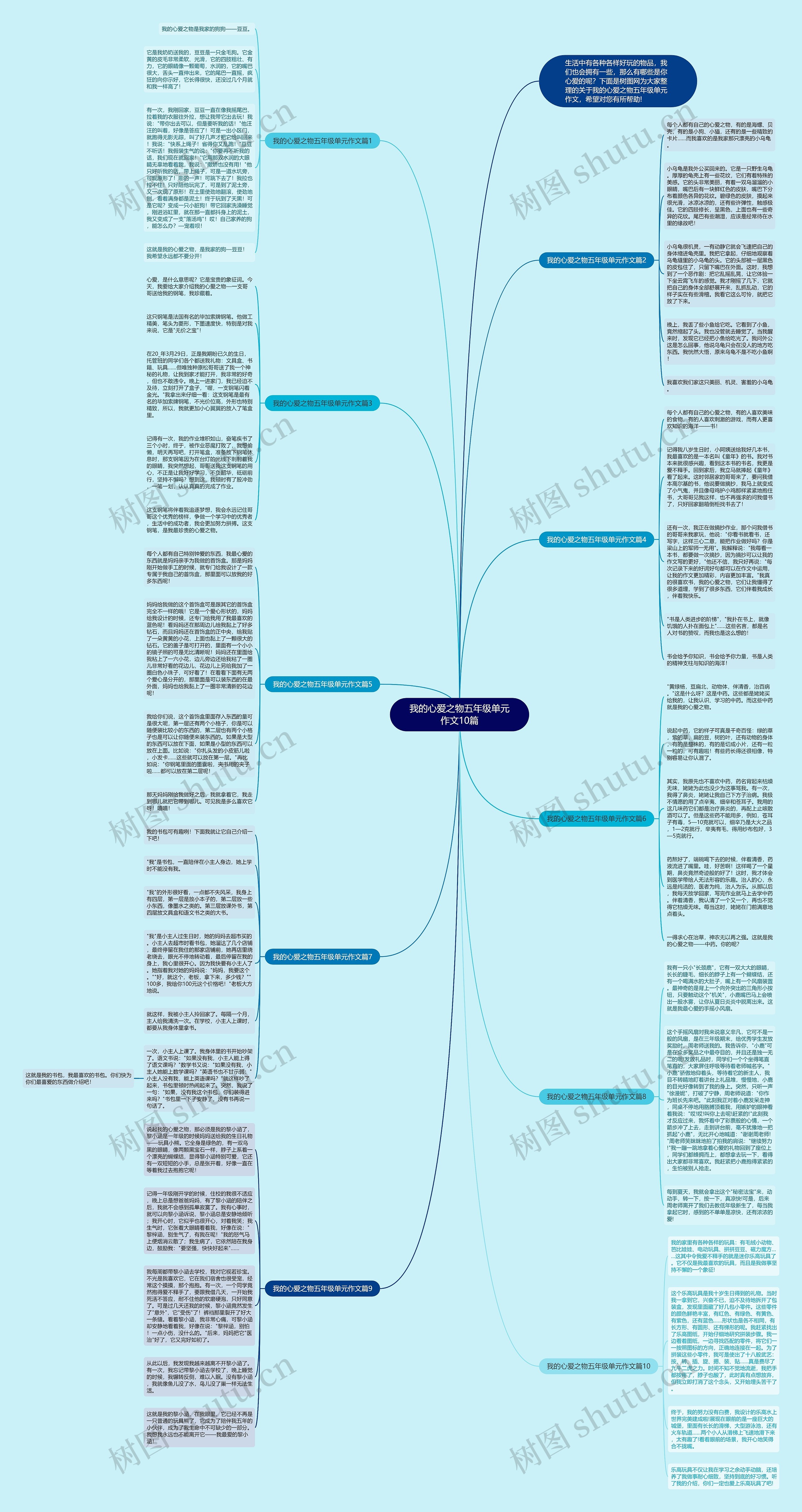 我的心爱之物五年级单元作文10篇思维导图