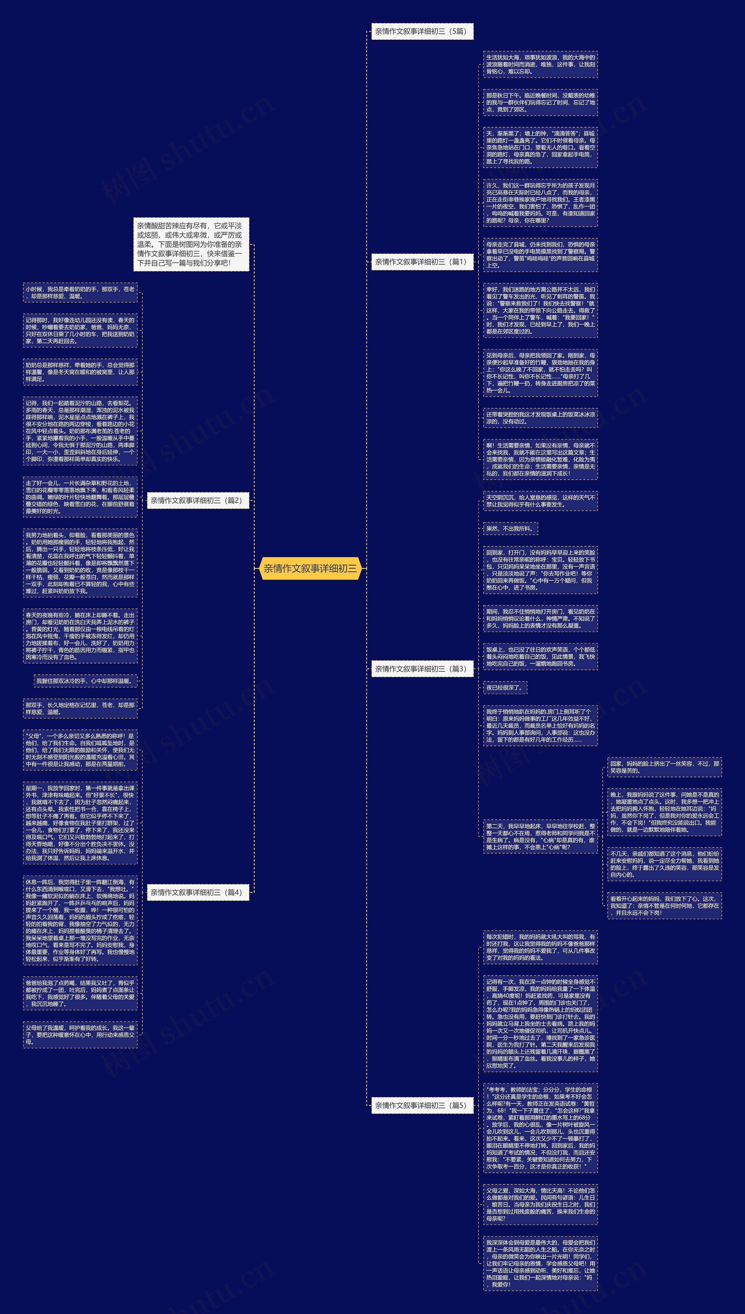 亲情作文叙事详细初三思维导图