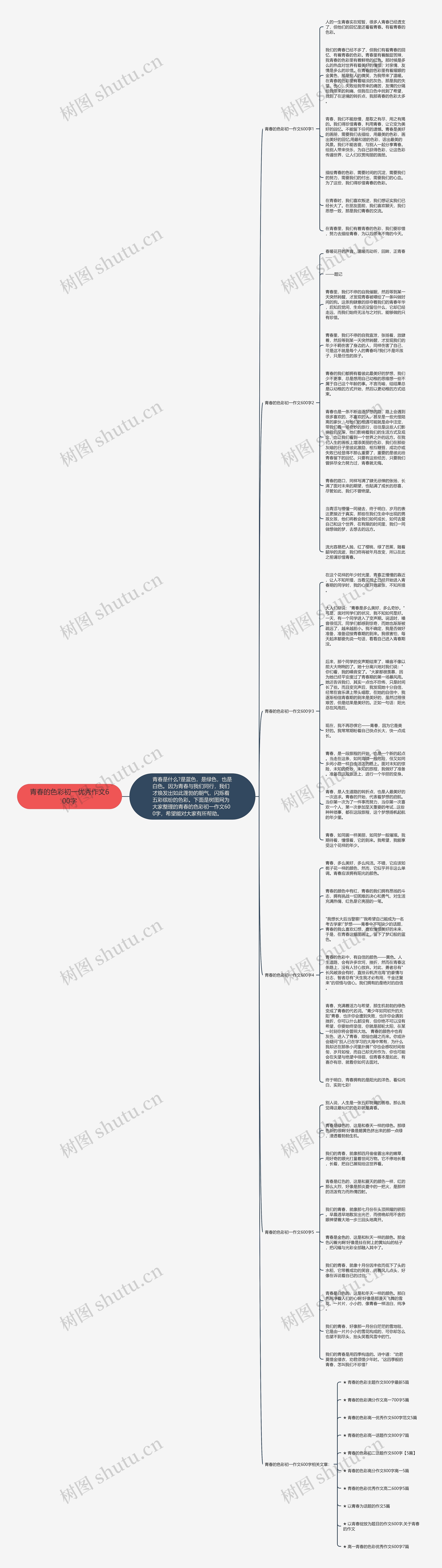青春的色彩初一优秀作文600字思维导图
