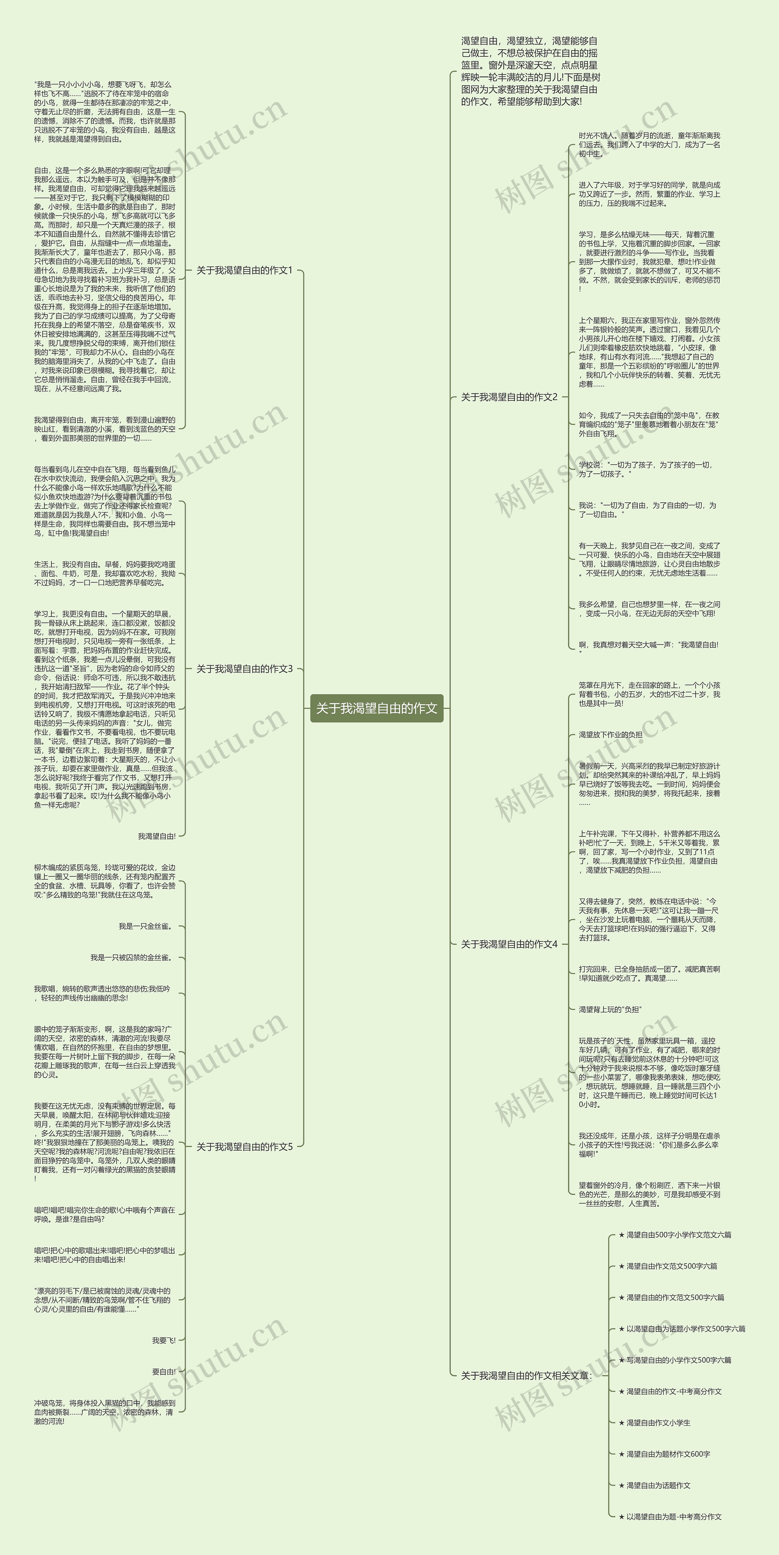 关于我渴望自由的作文思维导图