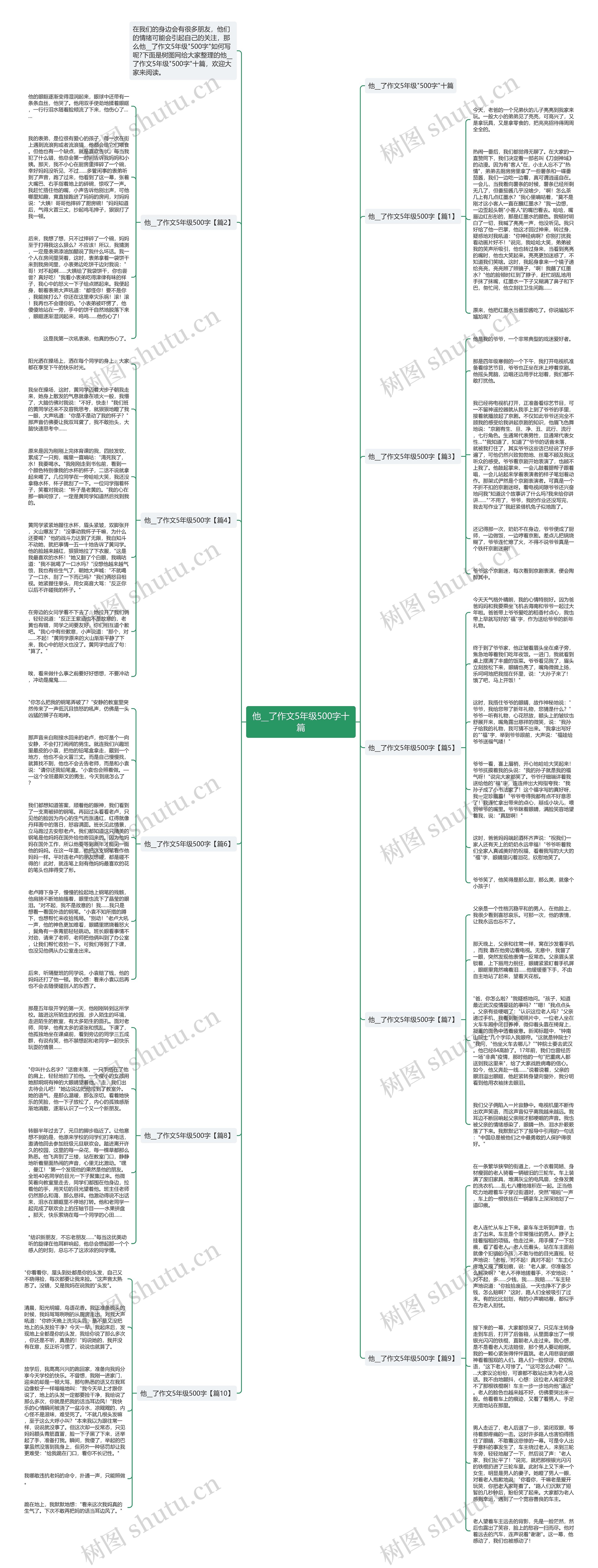 他__了作文5年级500字十篇思维导图