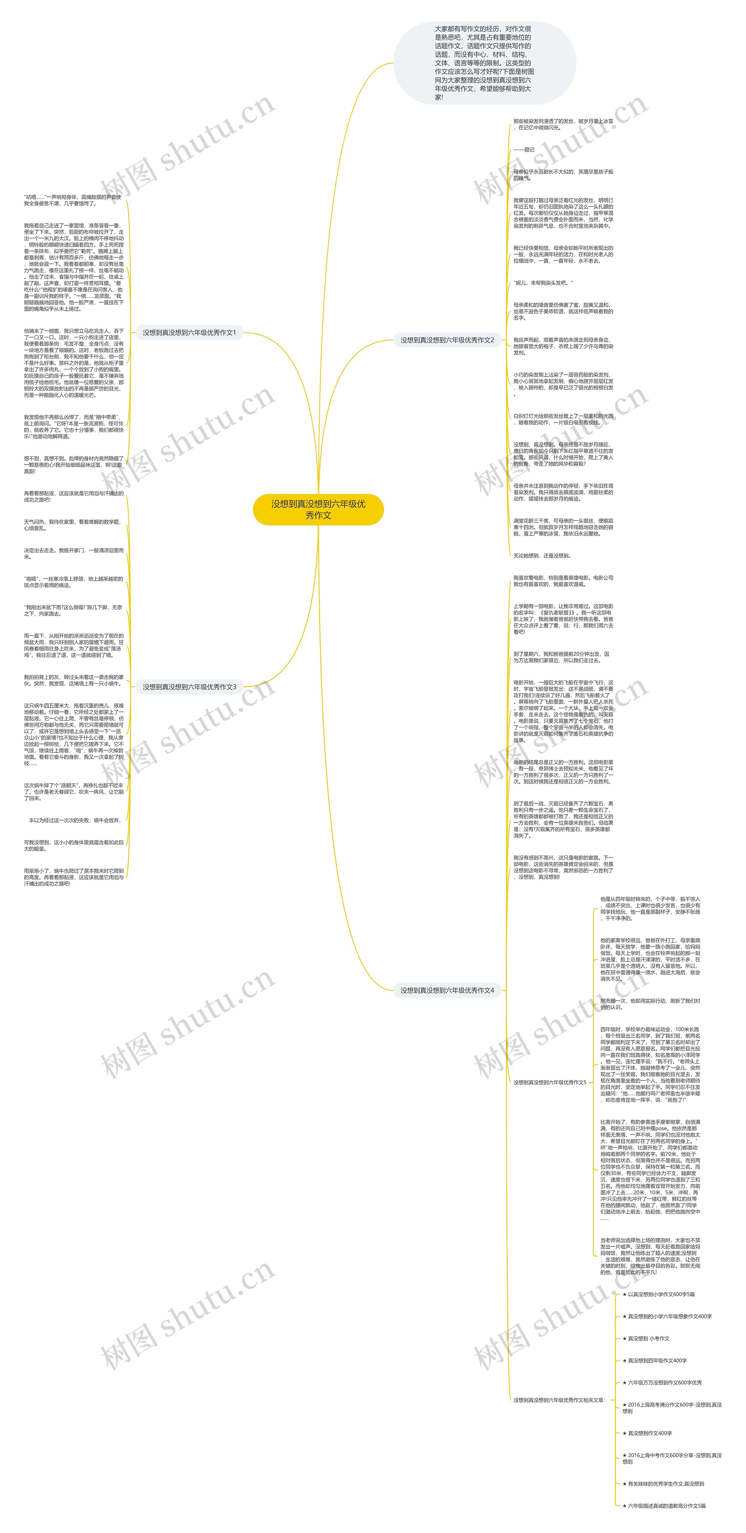 没想到真没想到六年级优秀作文思维导图