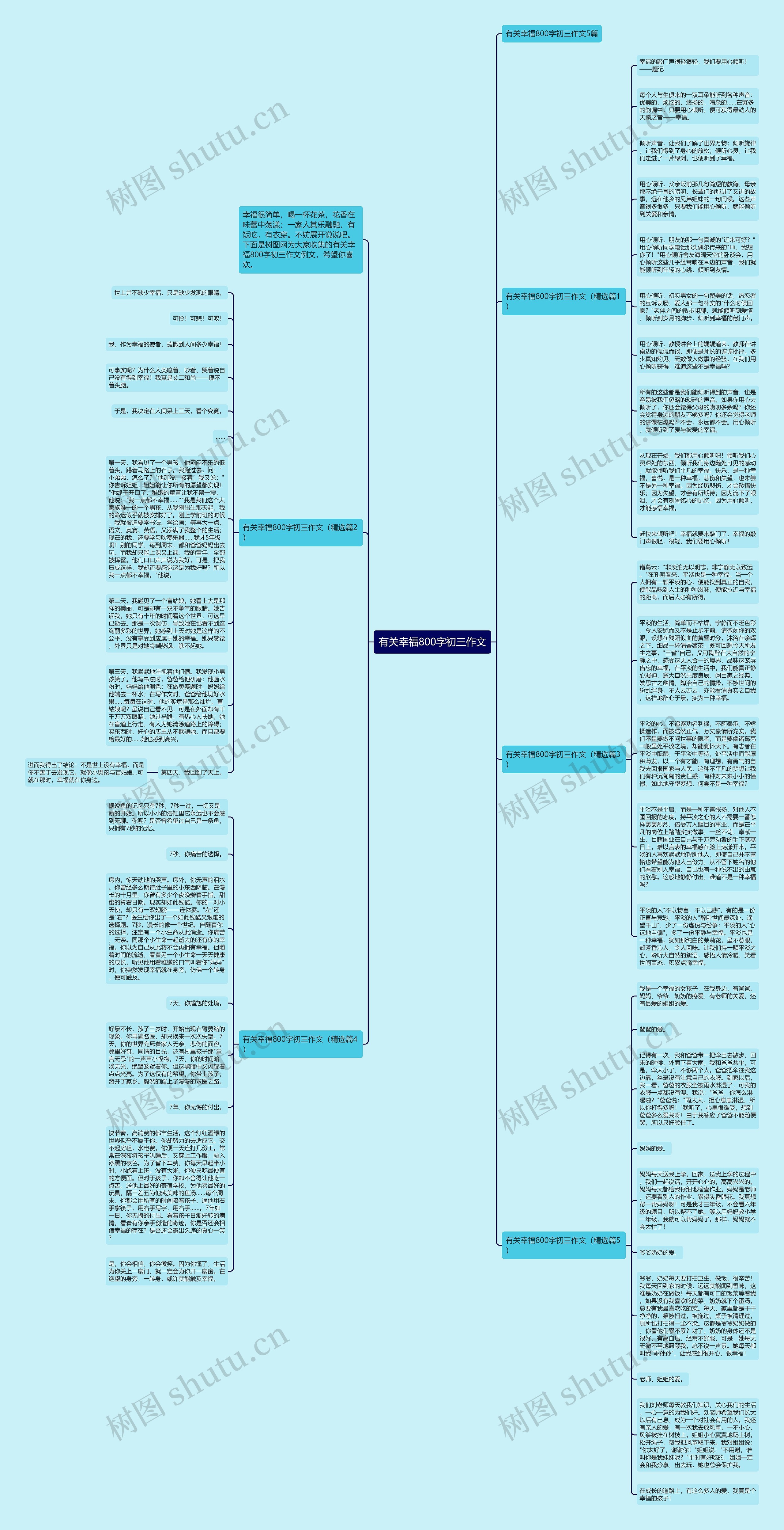 有关幸福800字初三作文思维导图