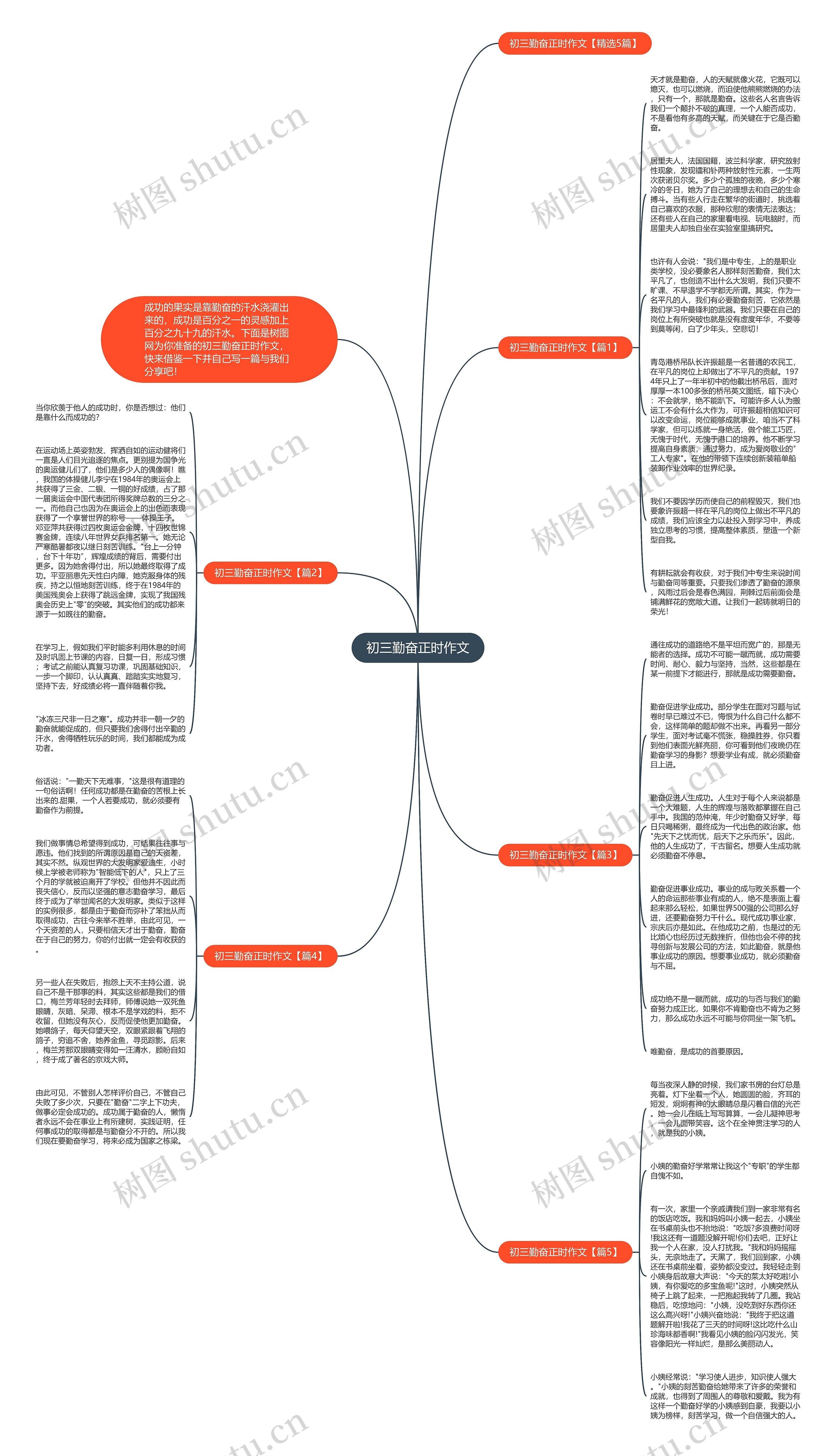初三勤奋正时作文思维导图