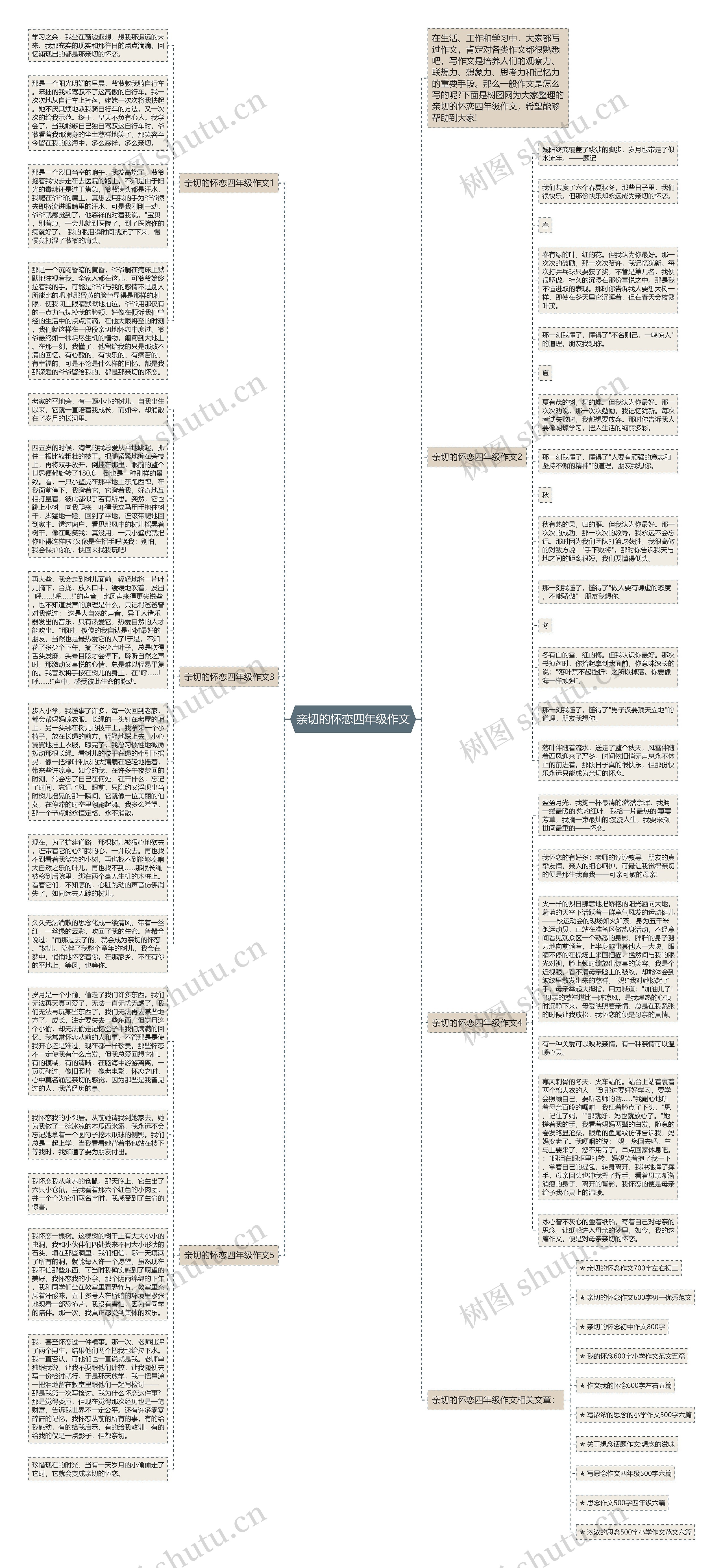 亲切的怀恋四年级作文思维导图