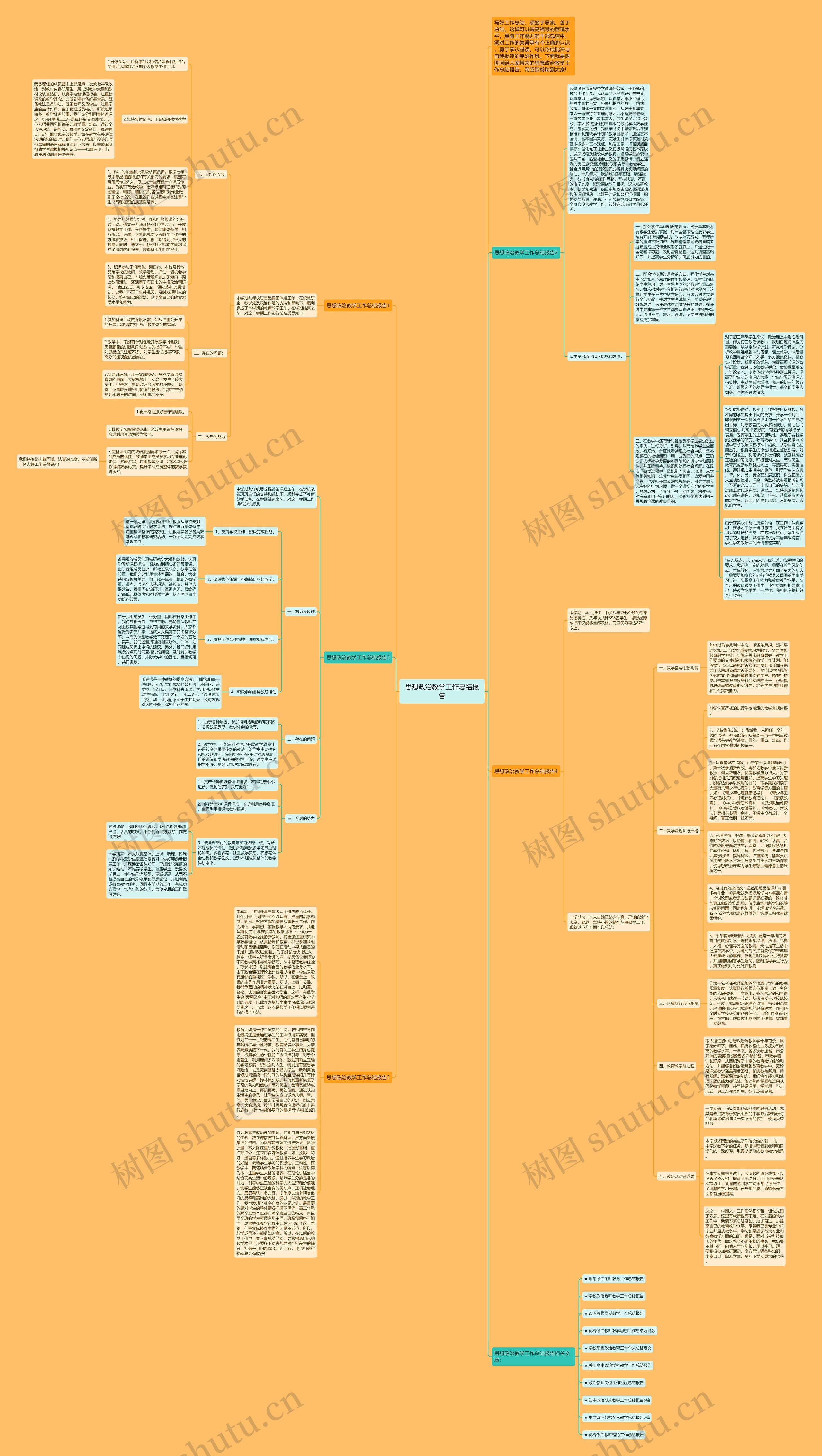 思想政治教学工作总结报告思维导图