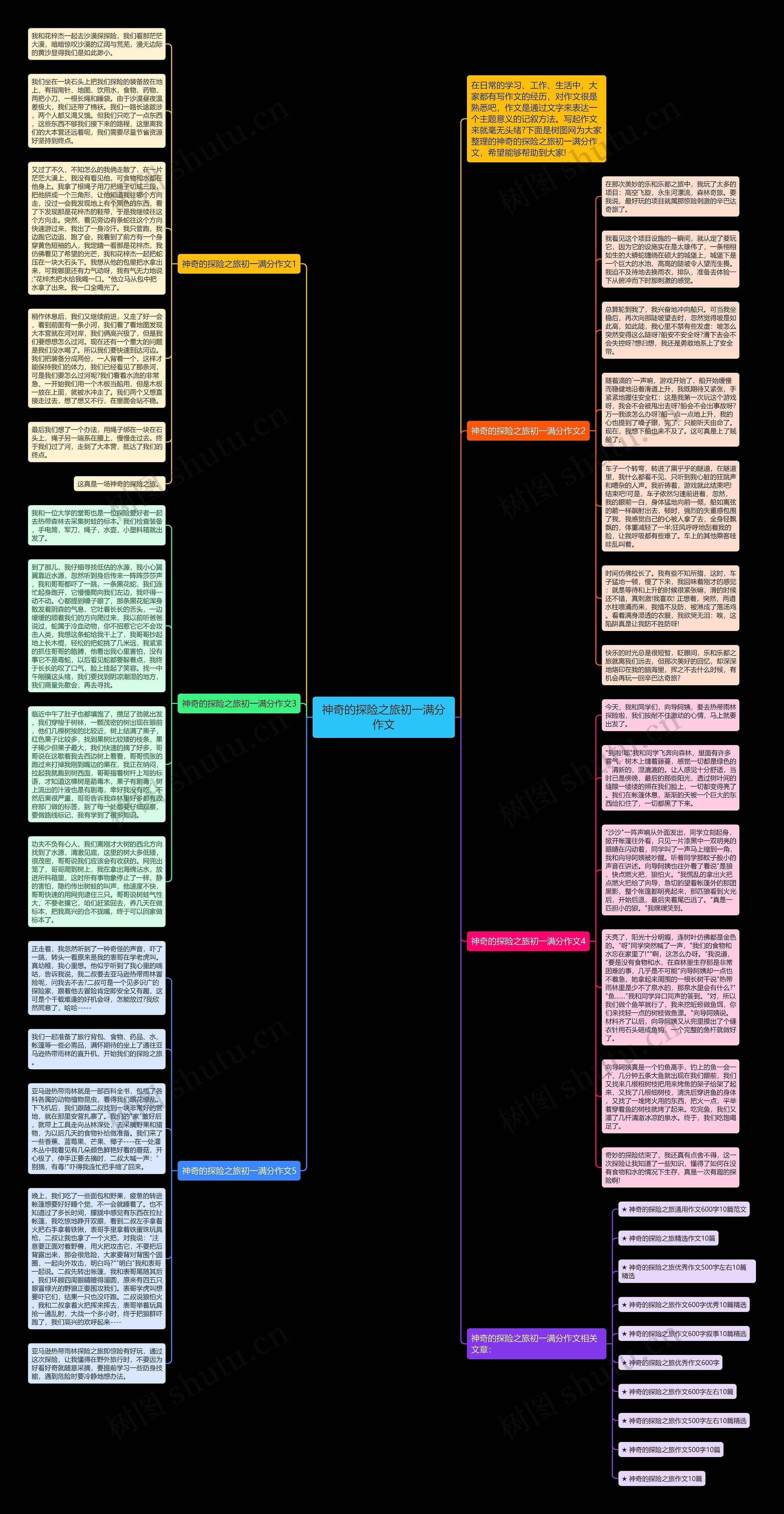 神奇的探险之旅初一满分作文思维导图