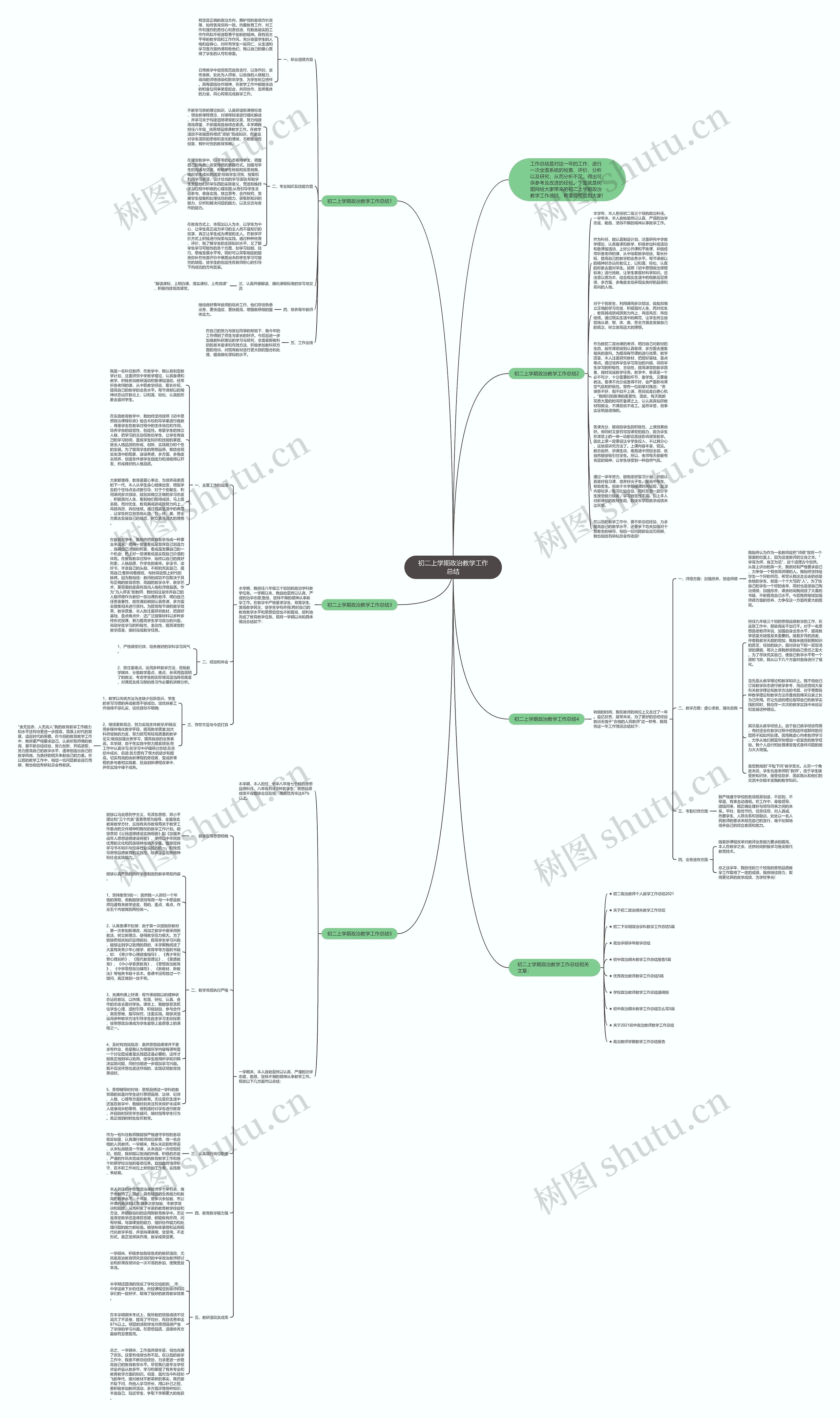 初二上学期政治教学工作总结思维导图