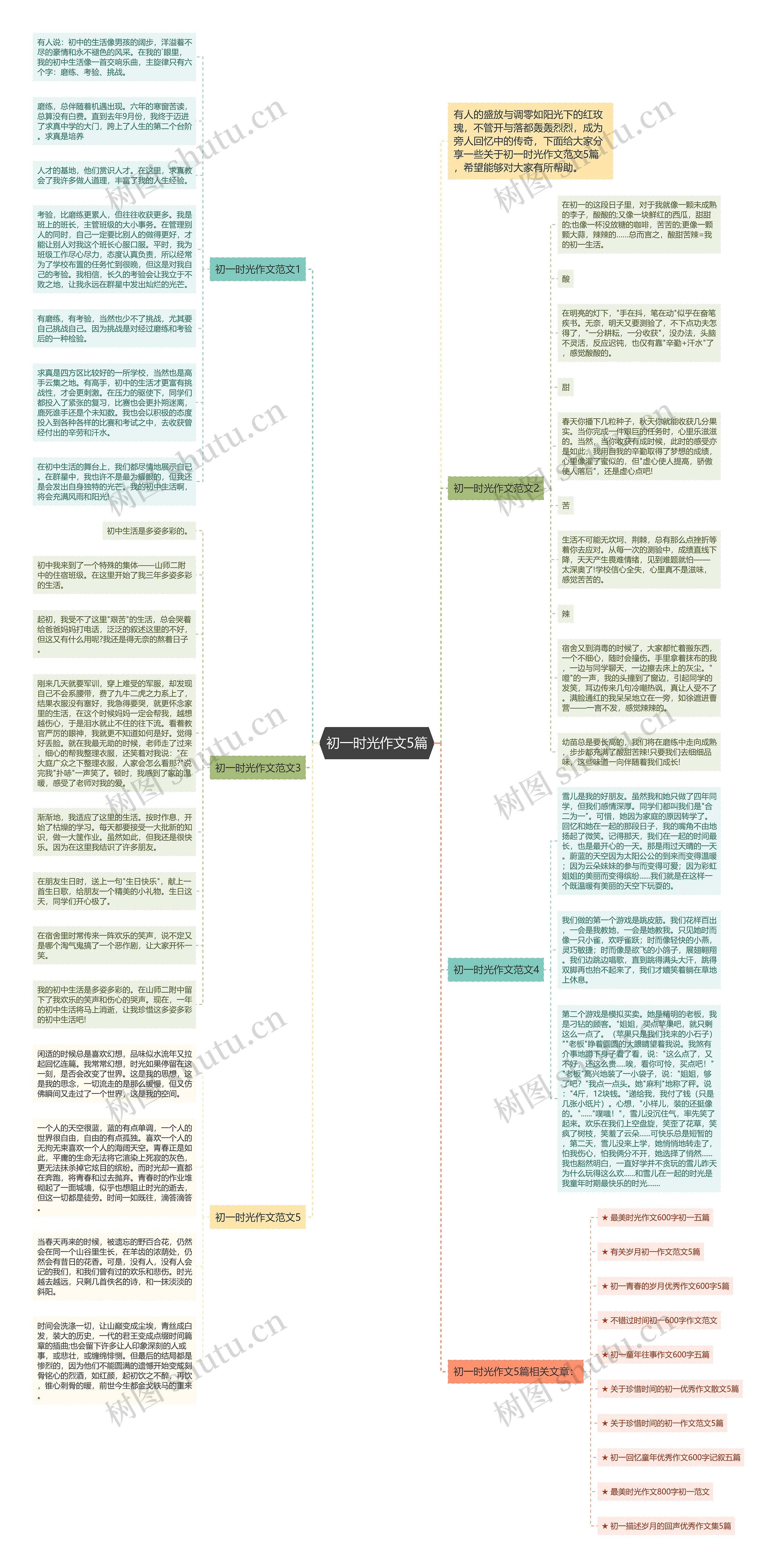 初一时光作文5篇思维导图