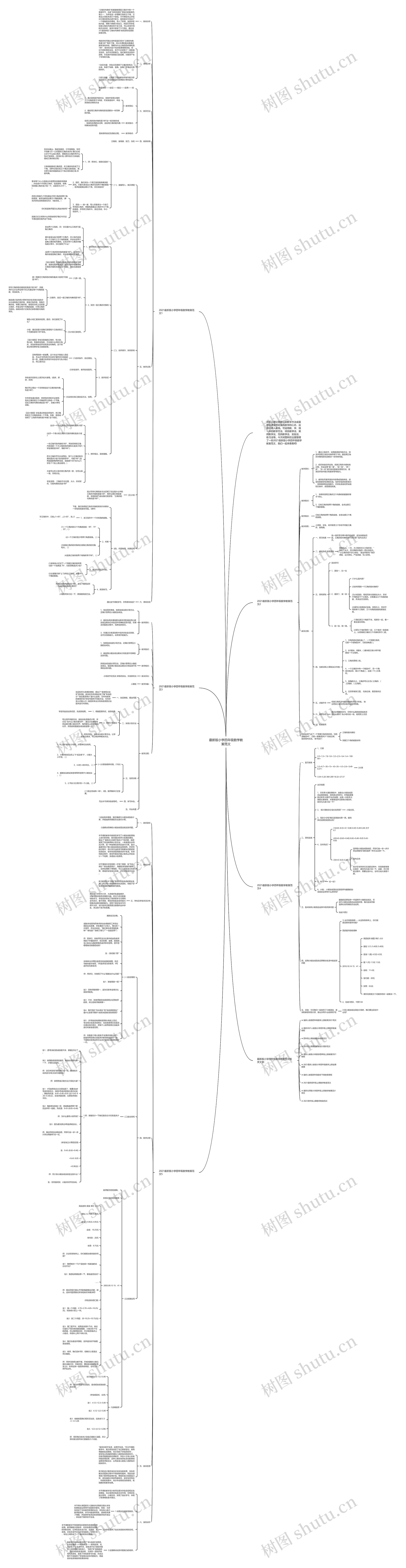 最新版小学四年级数学教案范文思维导图