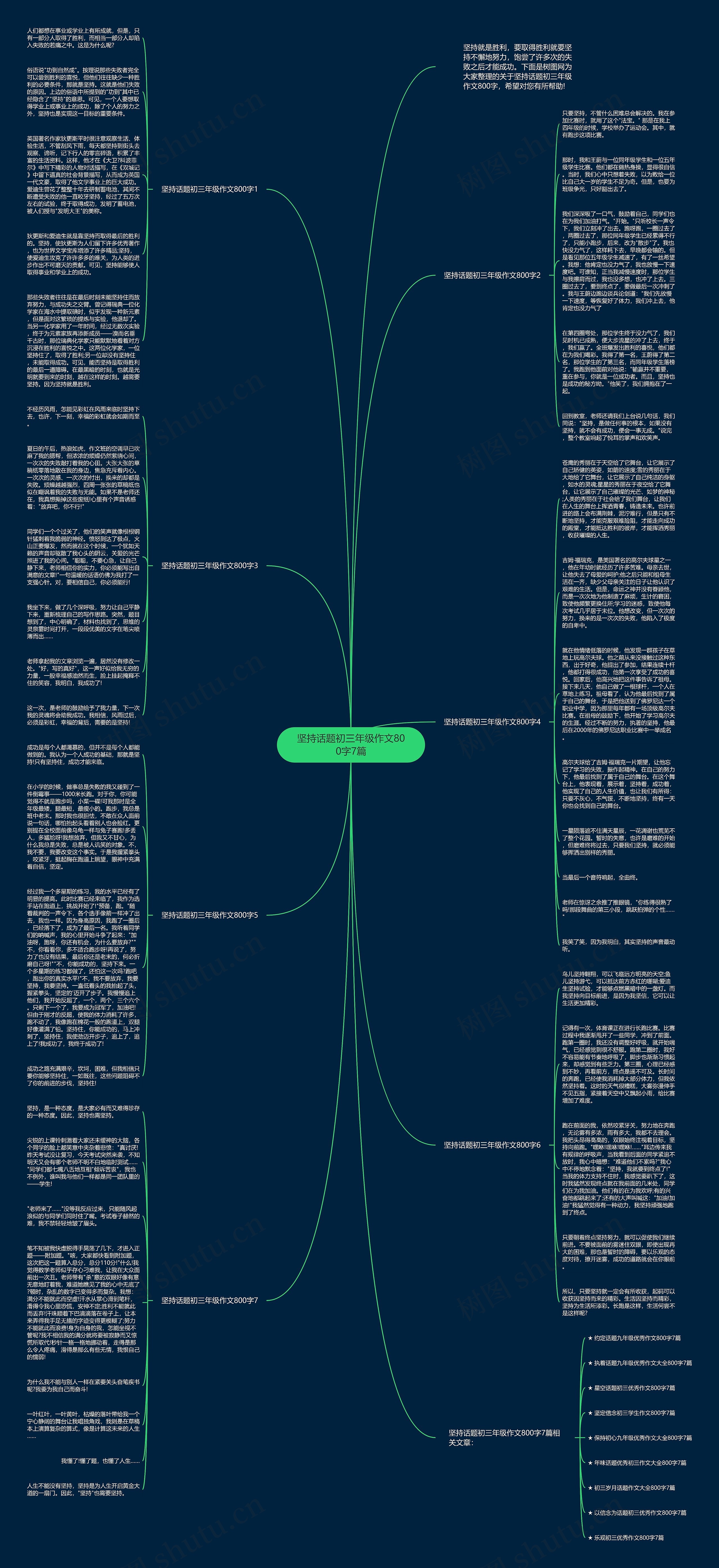 坚持话题初三年级作文800字7篇思维导图