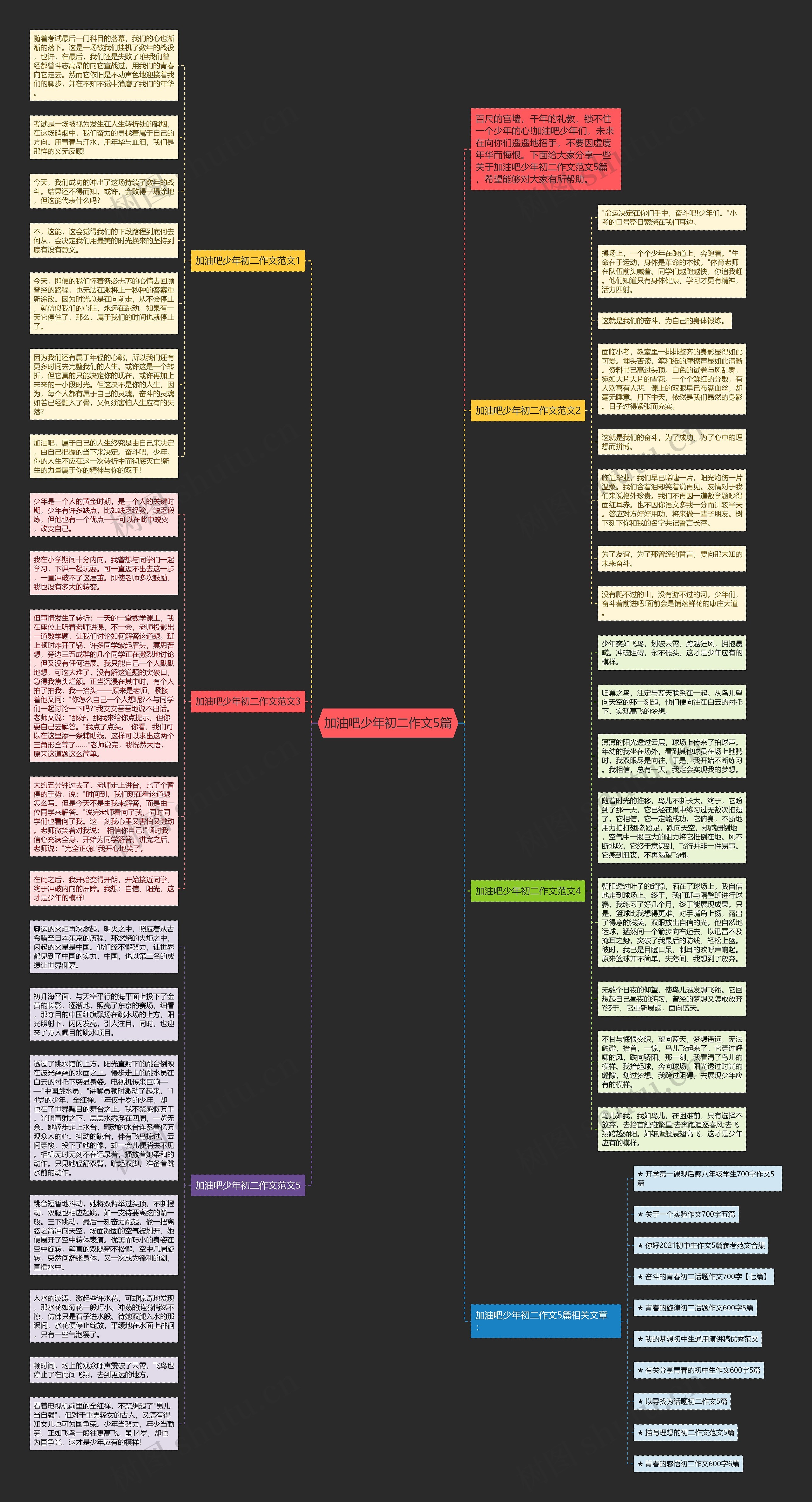 加油吧少年初二作文5篇思维导图
