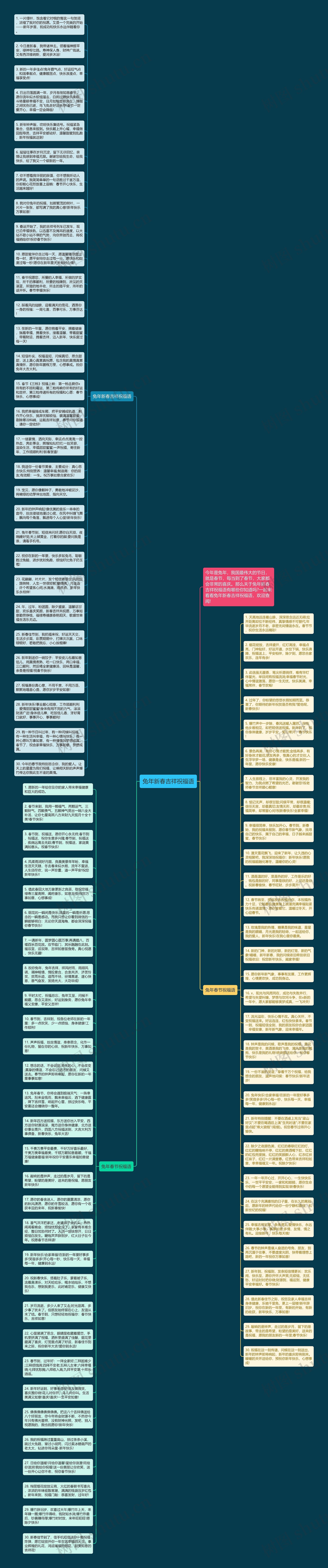 兔年新春吉祥祝福语思维导图