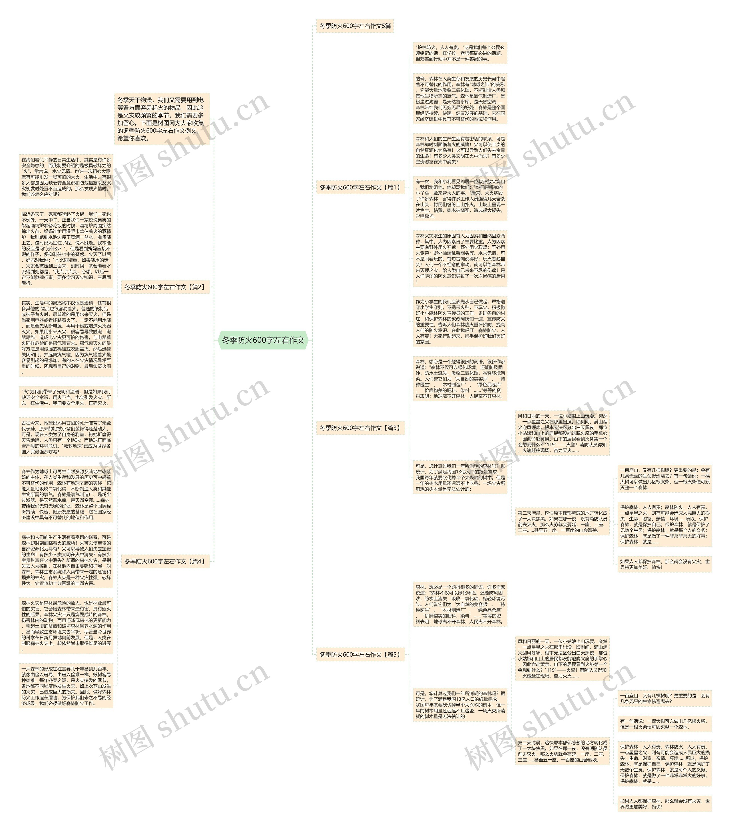冬季防火600字左右作文思维导图