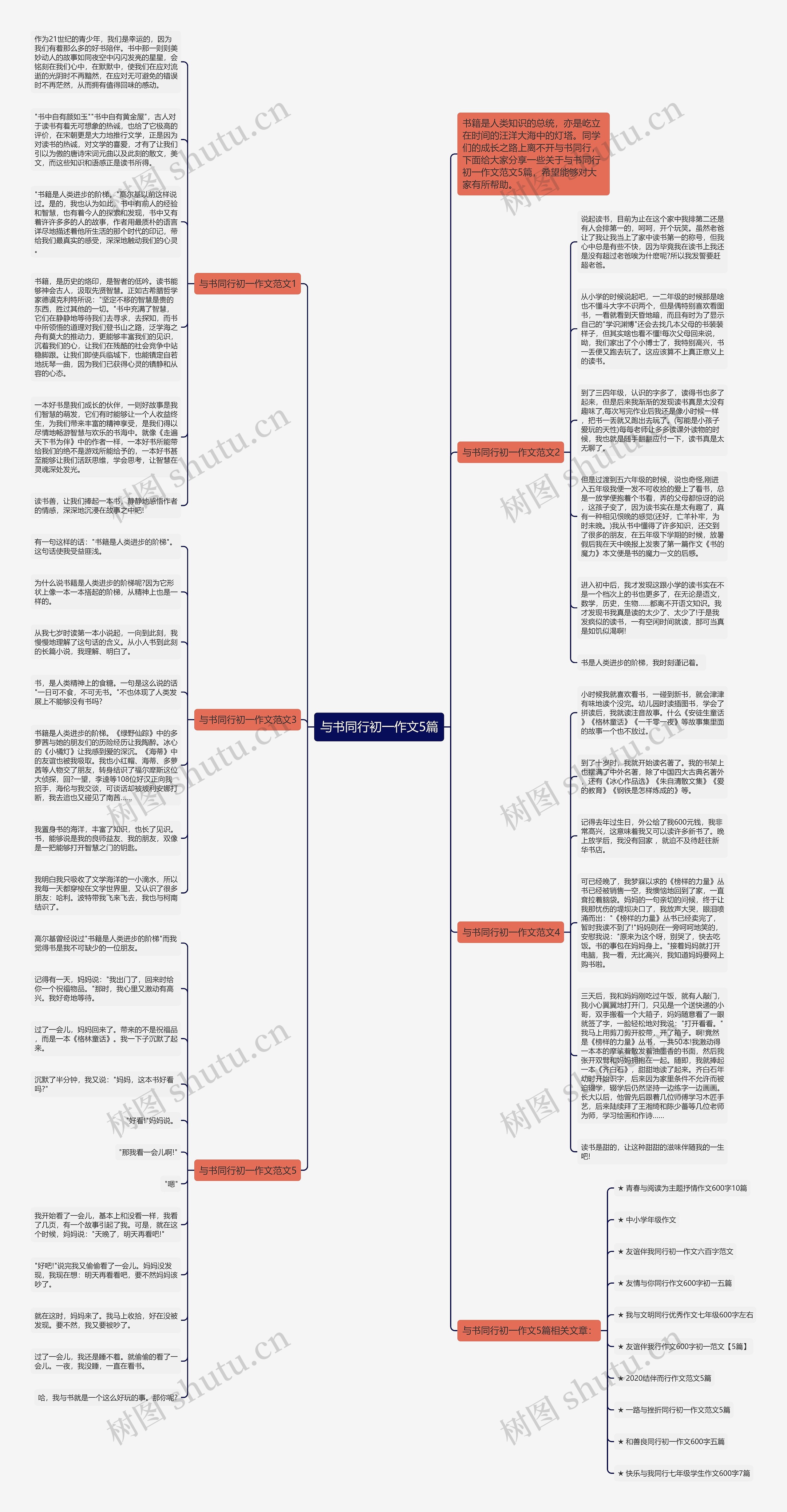 与书同行初一作文5篇思维导图