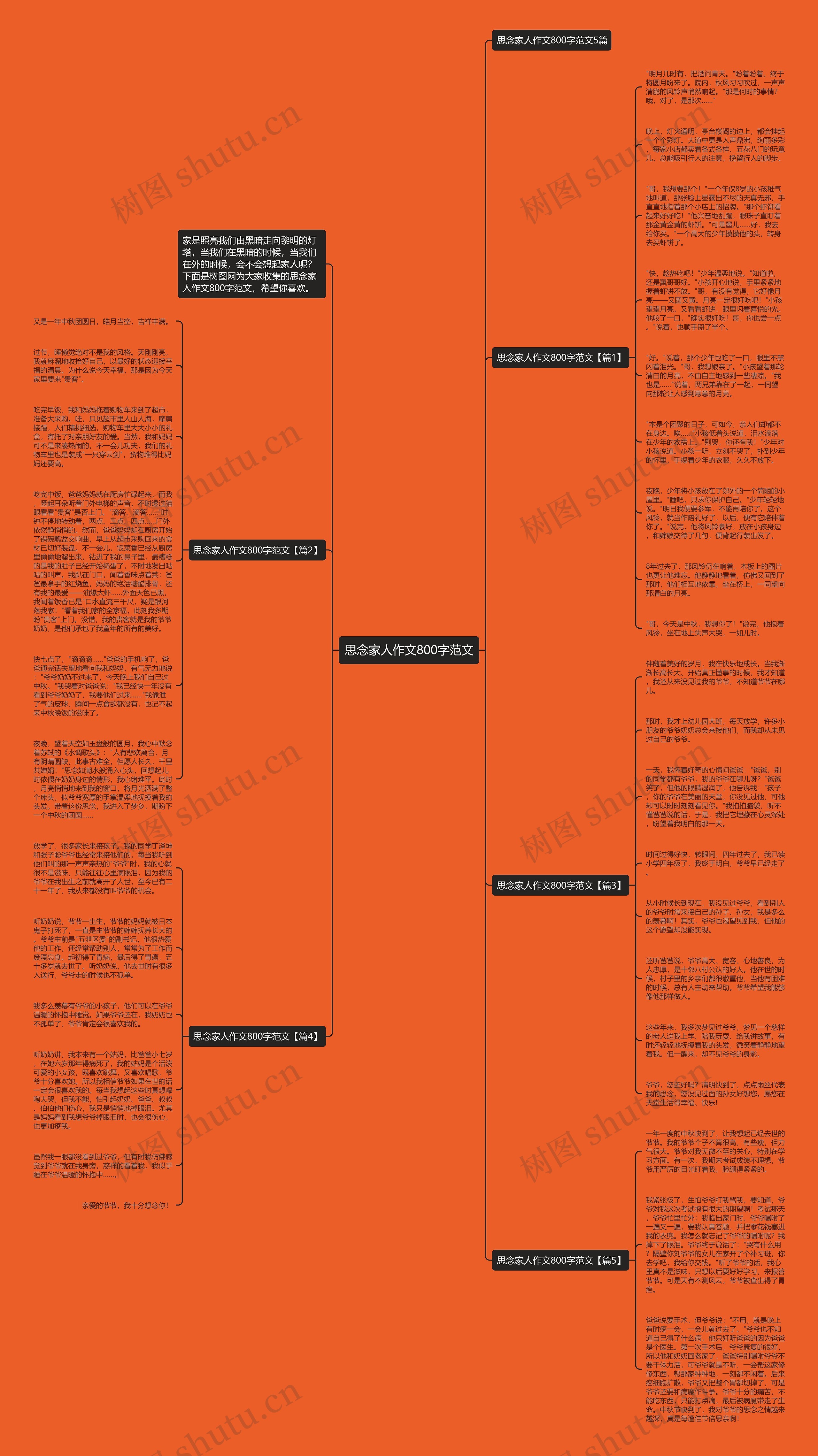 思念家人作文800字范文思维导图