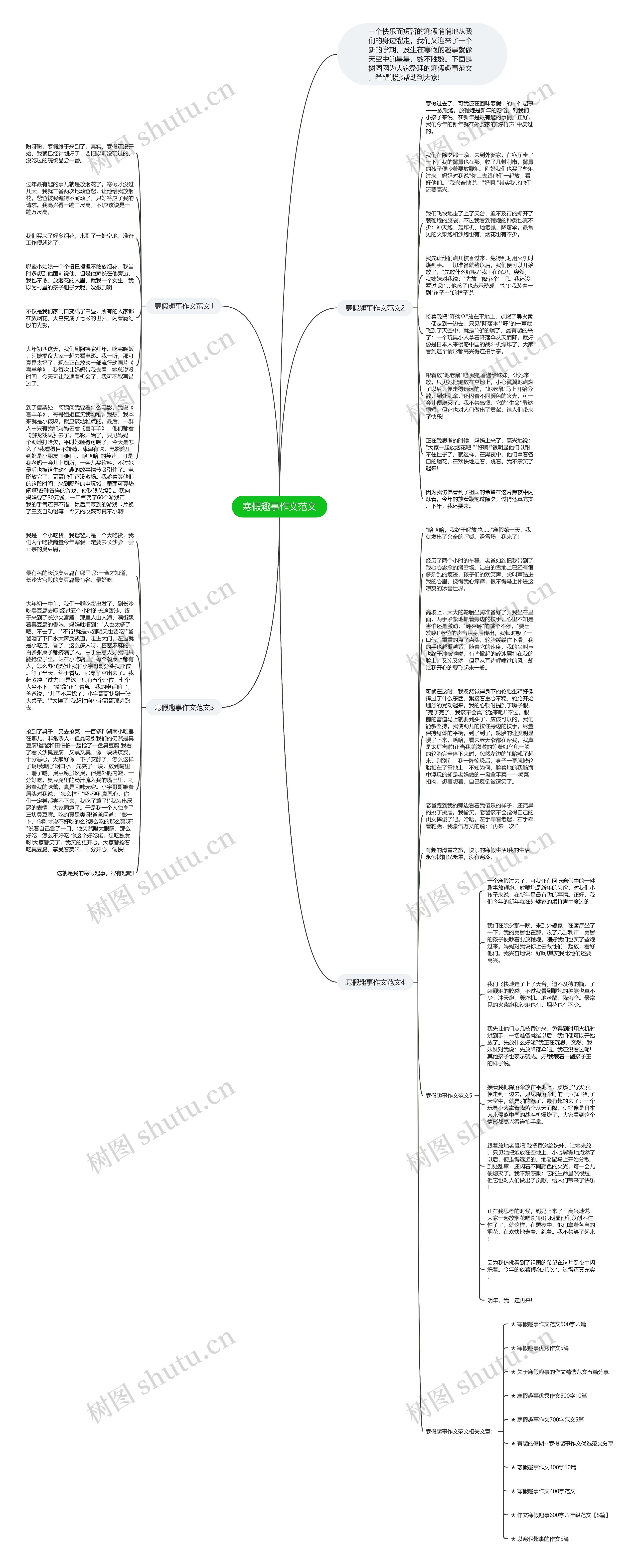 寒假趣事作文范文思维导图
