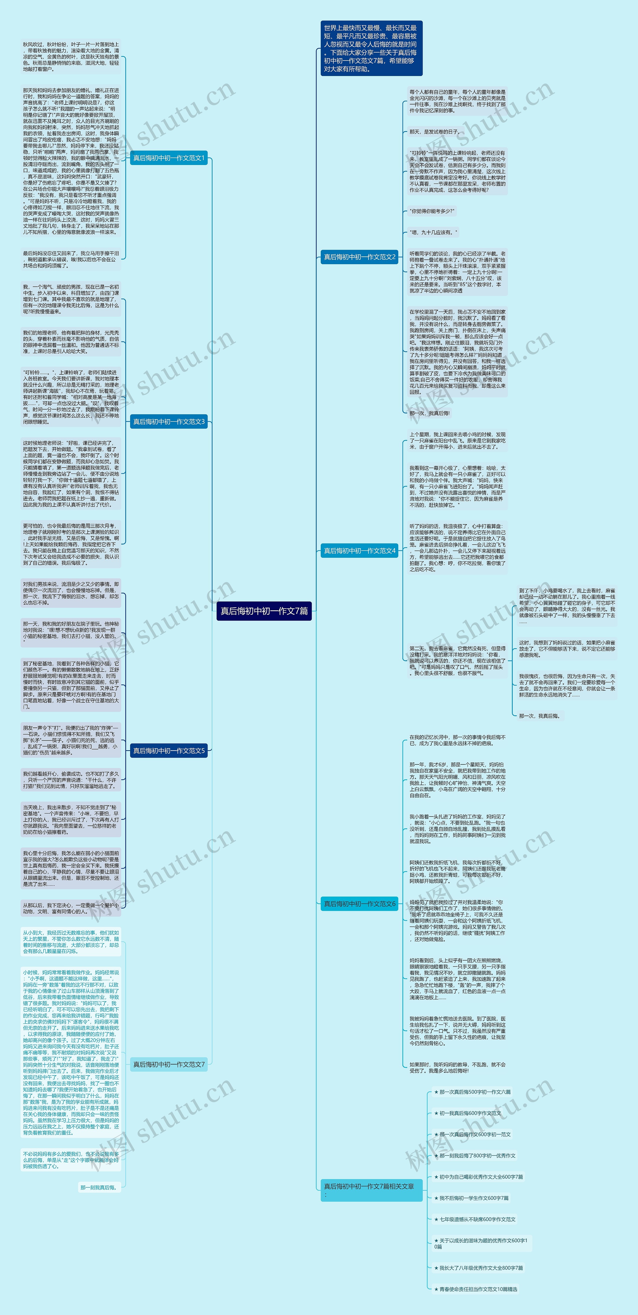 真后悔初中初一作文7篇思维导图