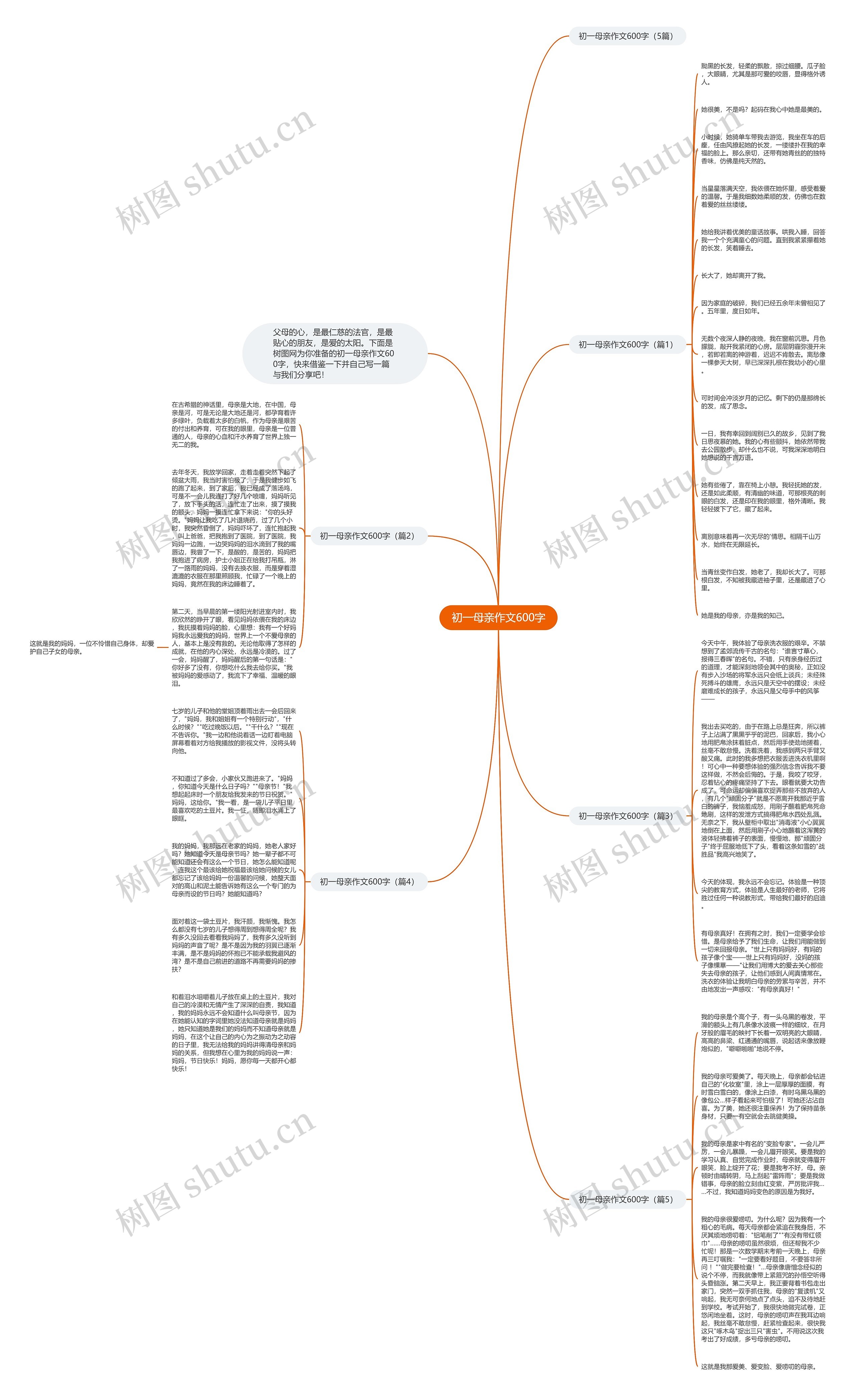 初一母亲作文600字思维导图