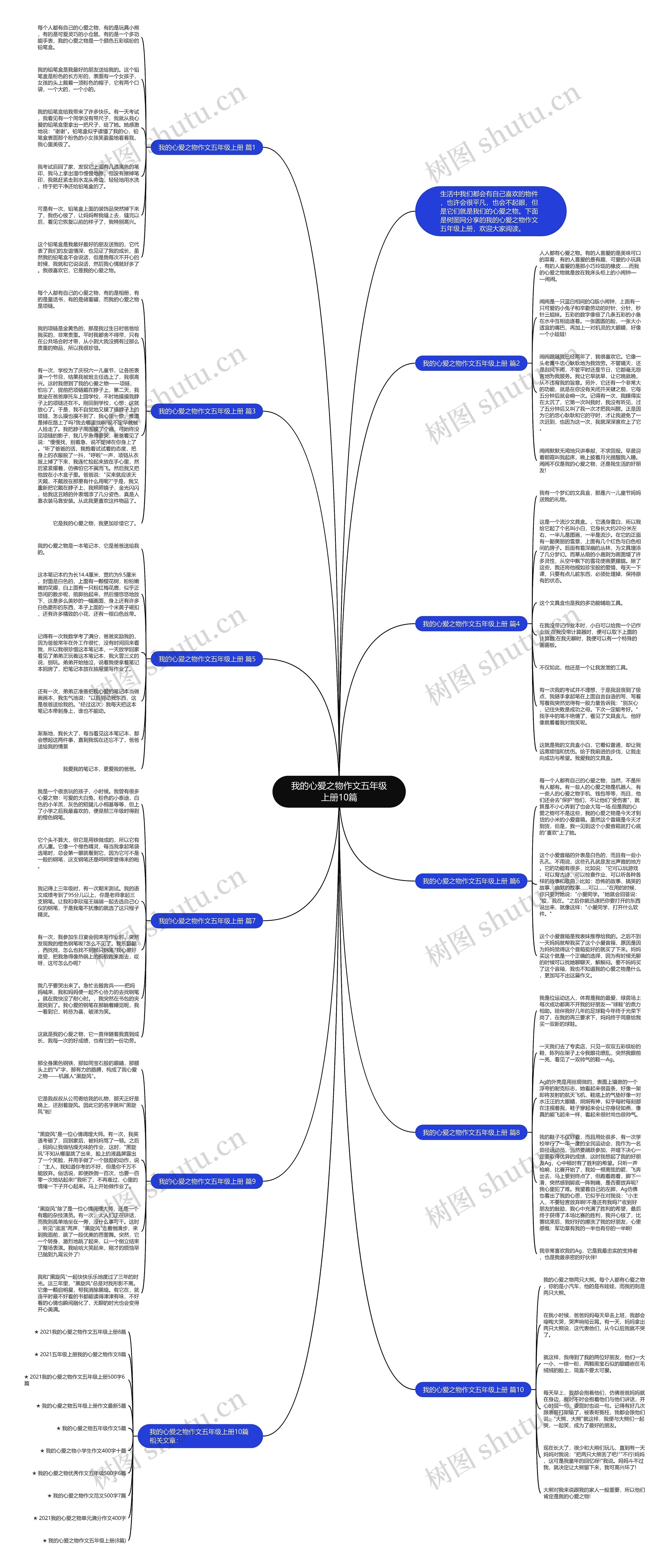 我的心爱之物作文五年级上册10篇思维导图