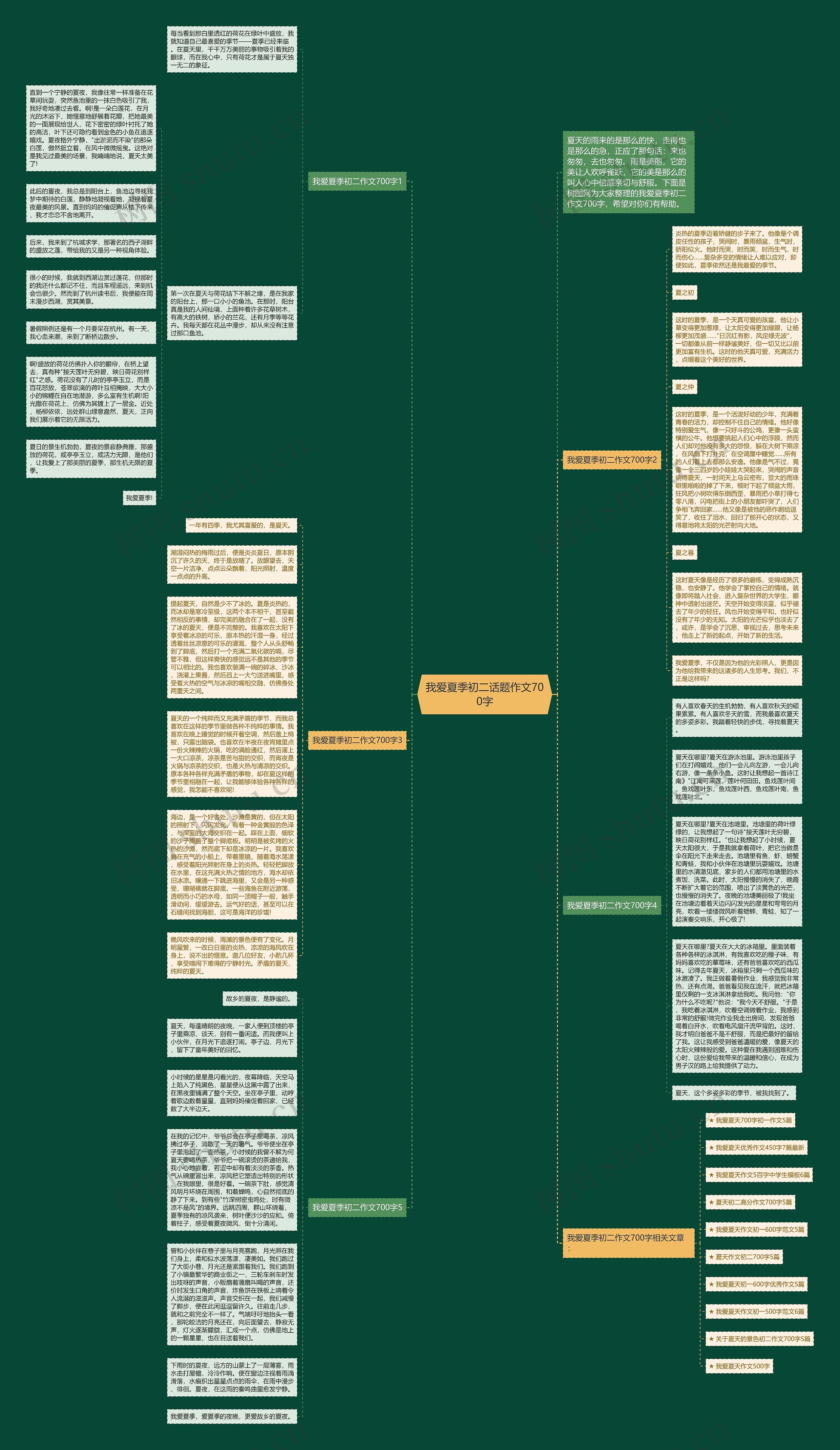 我爱夏季初二话题作文700字思维导图