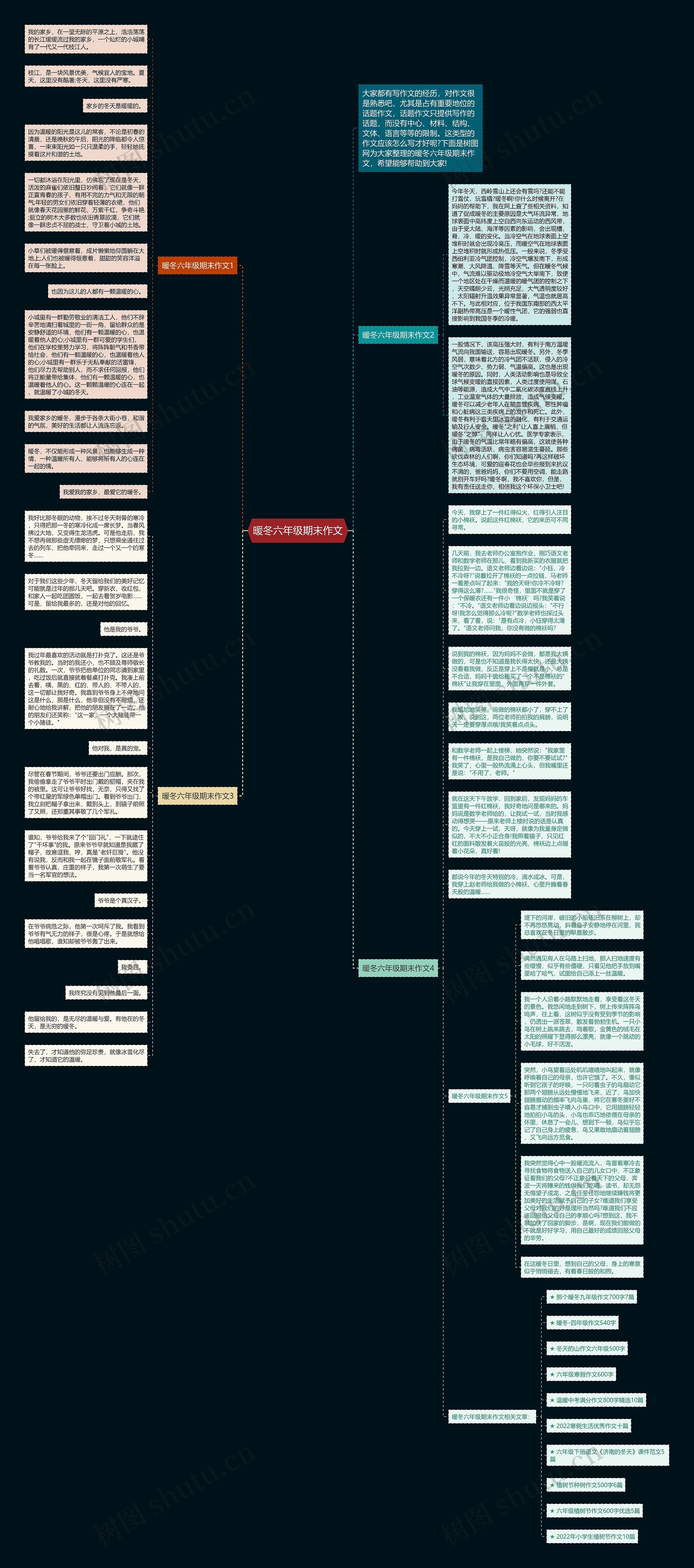 暖冬六年级期末作文思维导图