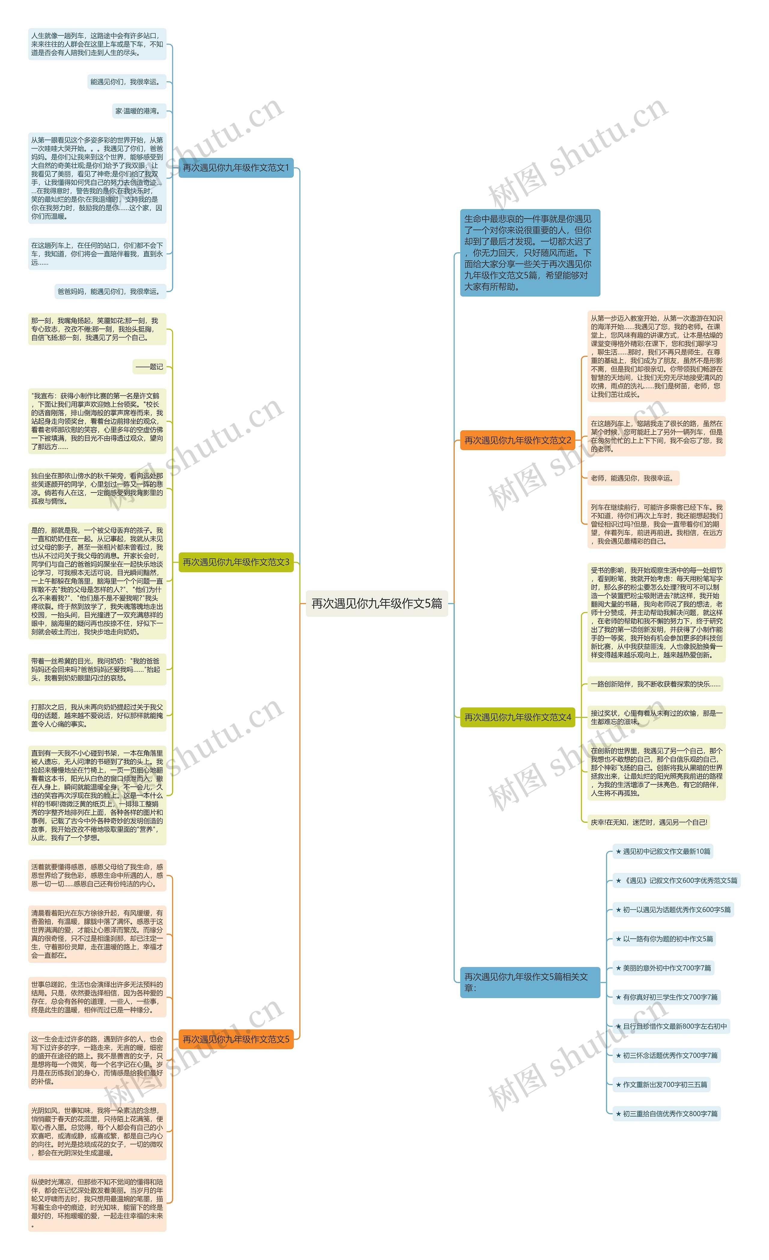 再次遇见你九年级作文5篇思维导图