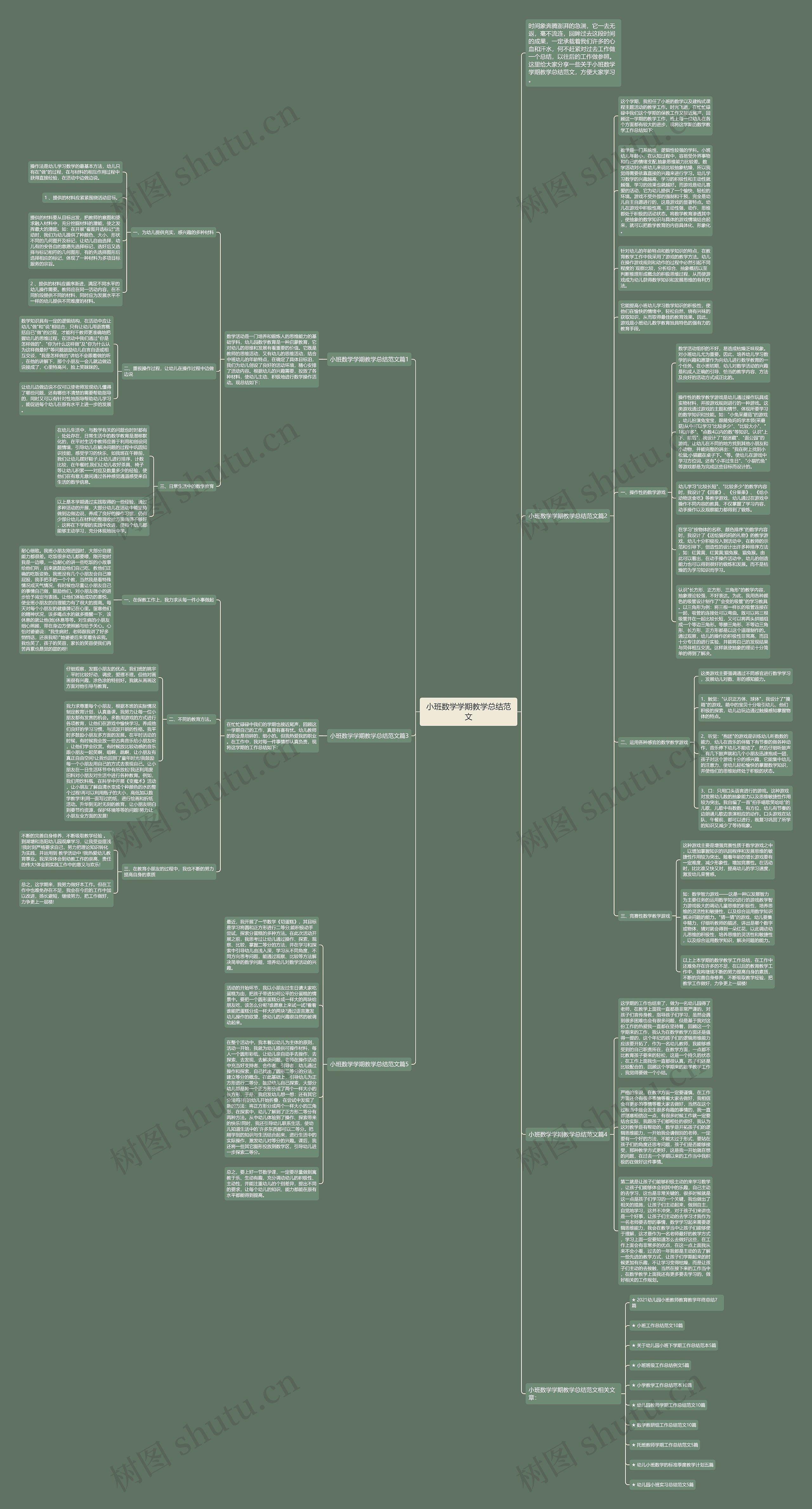 小班数学学期教学总结范文思维导图