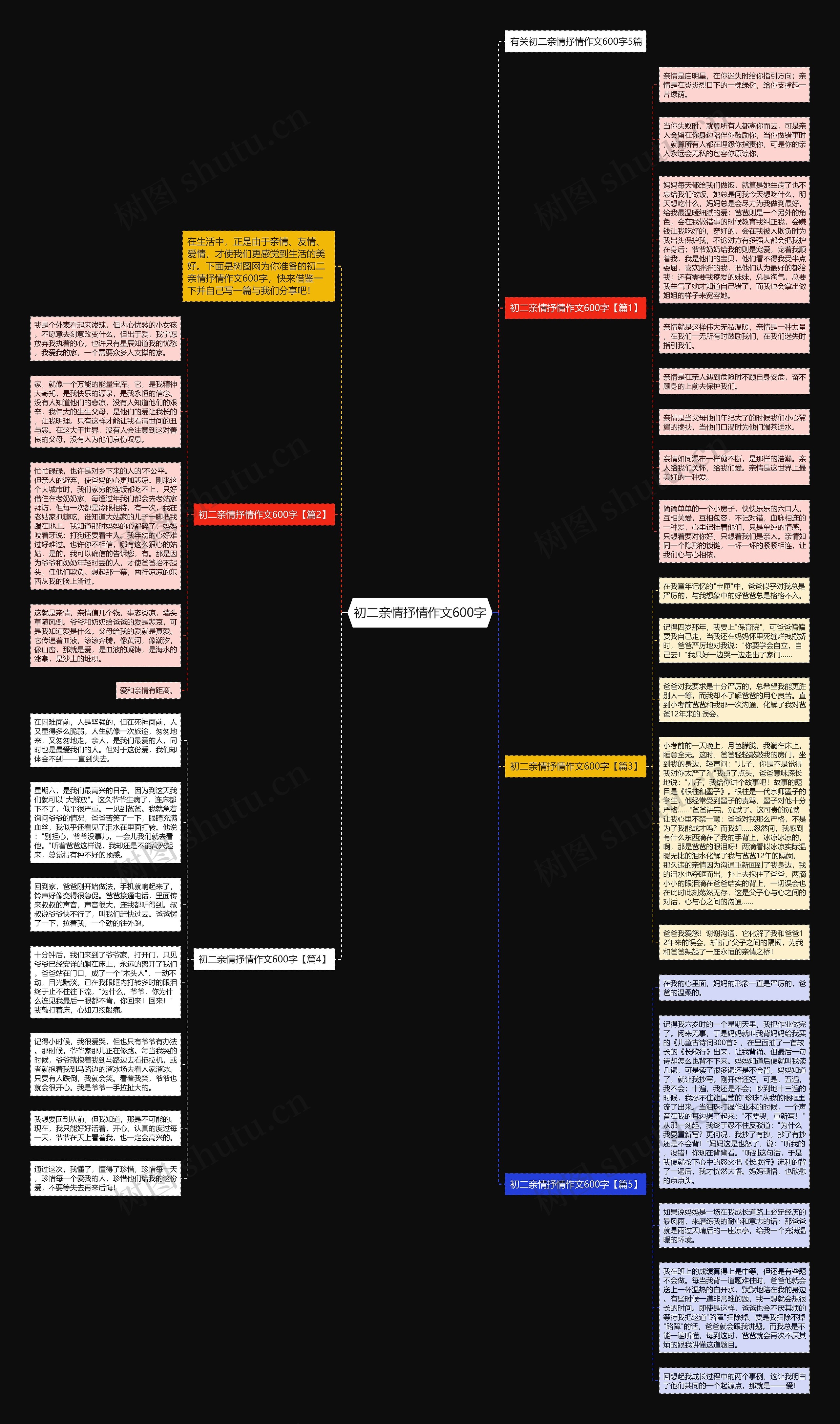 初二亲情抒情作文600字思维导图