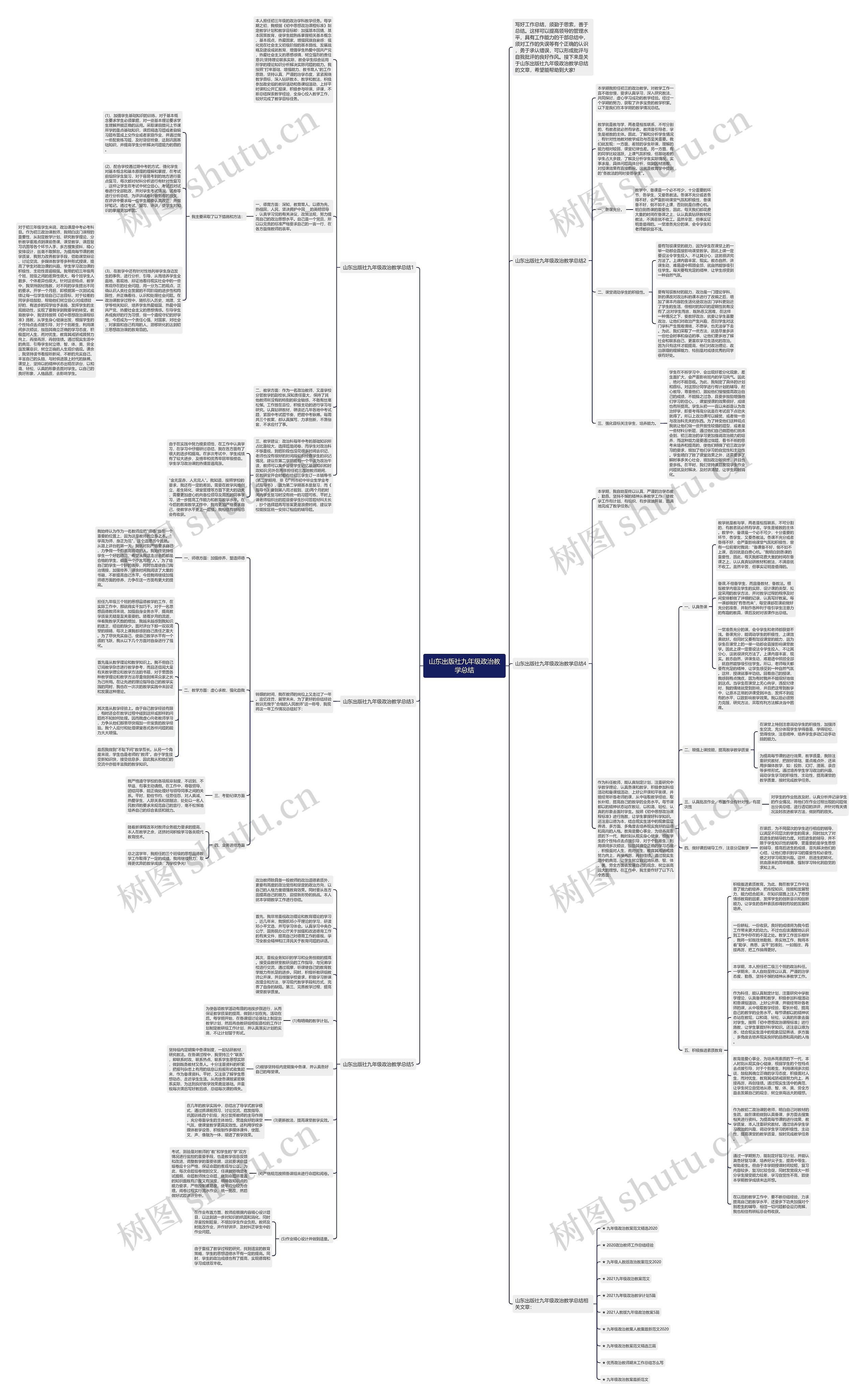 山东出版社九年级政治教学总结思维导图