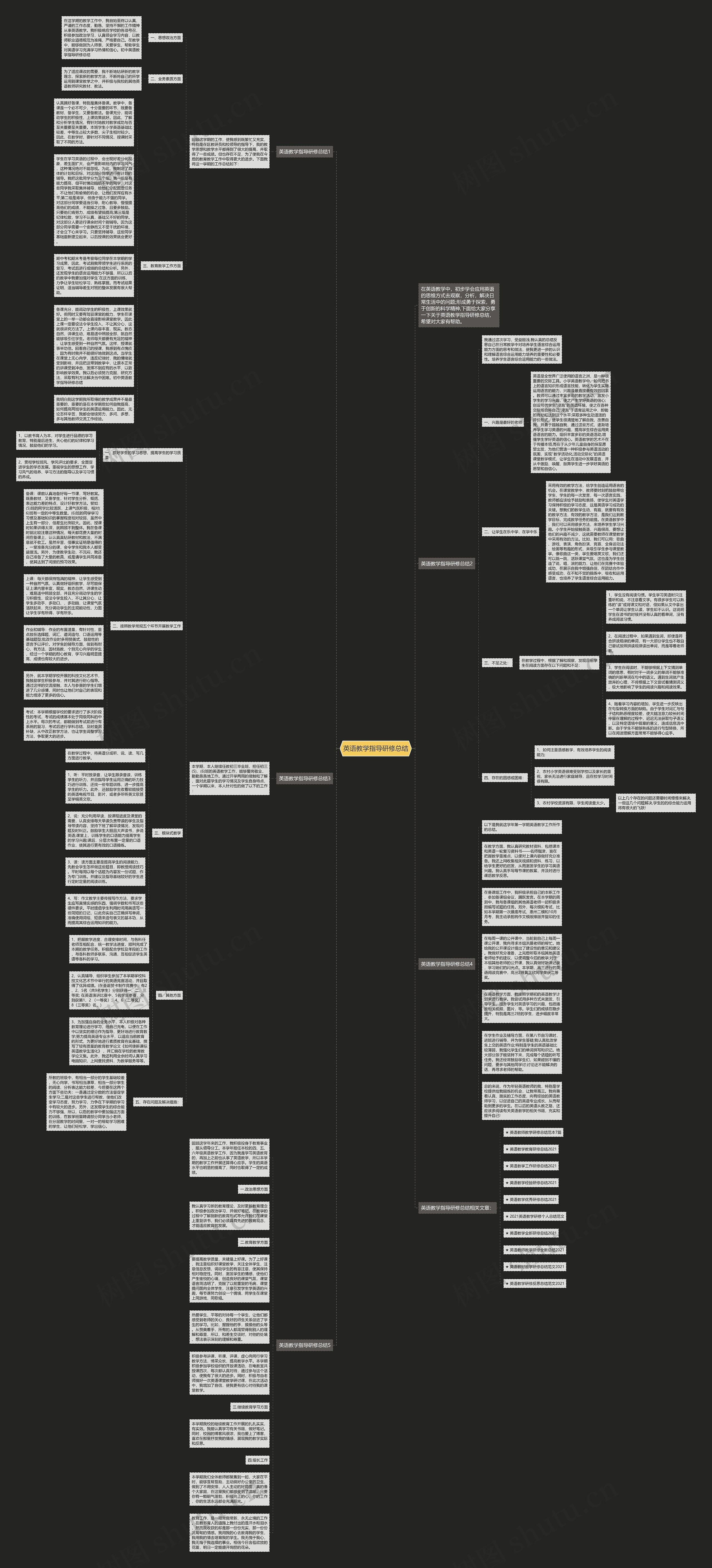 英语教学指导研修总结思维导图