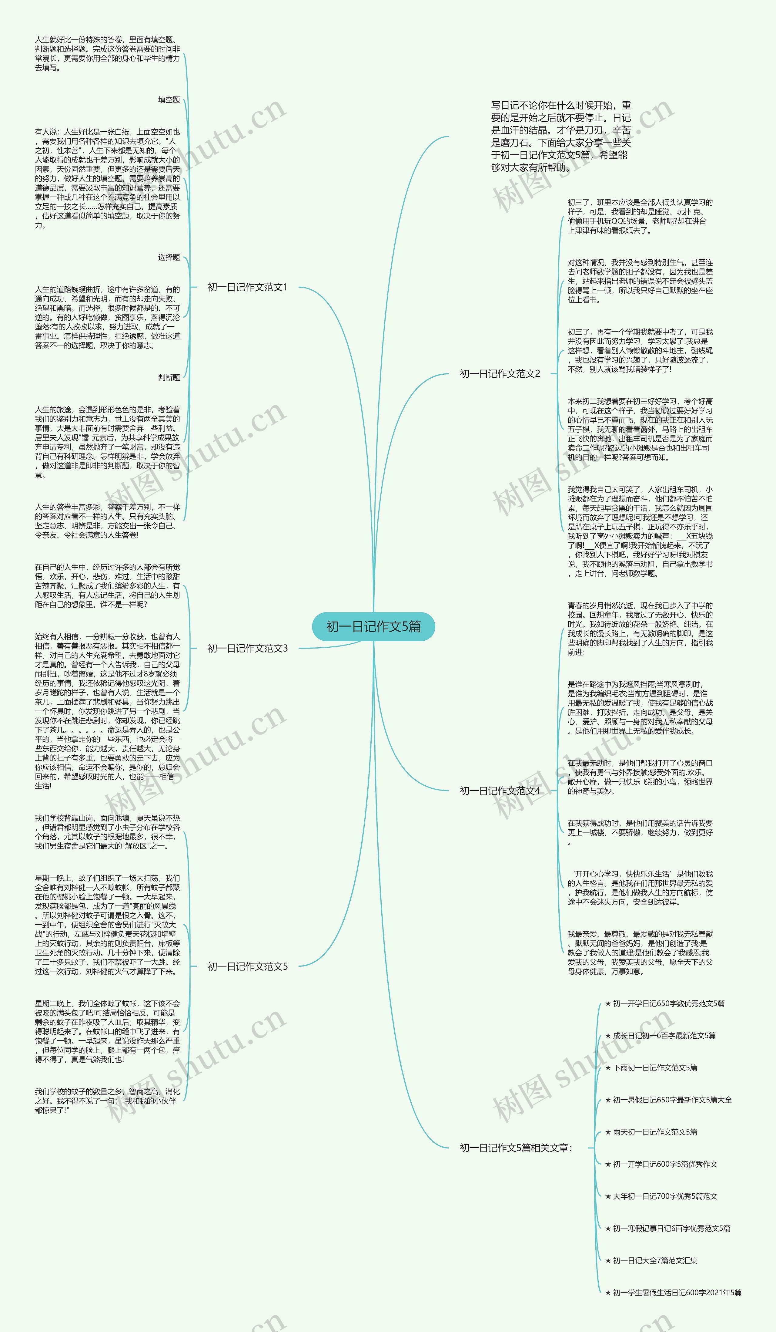 初一日记作文5篇思维导图