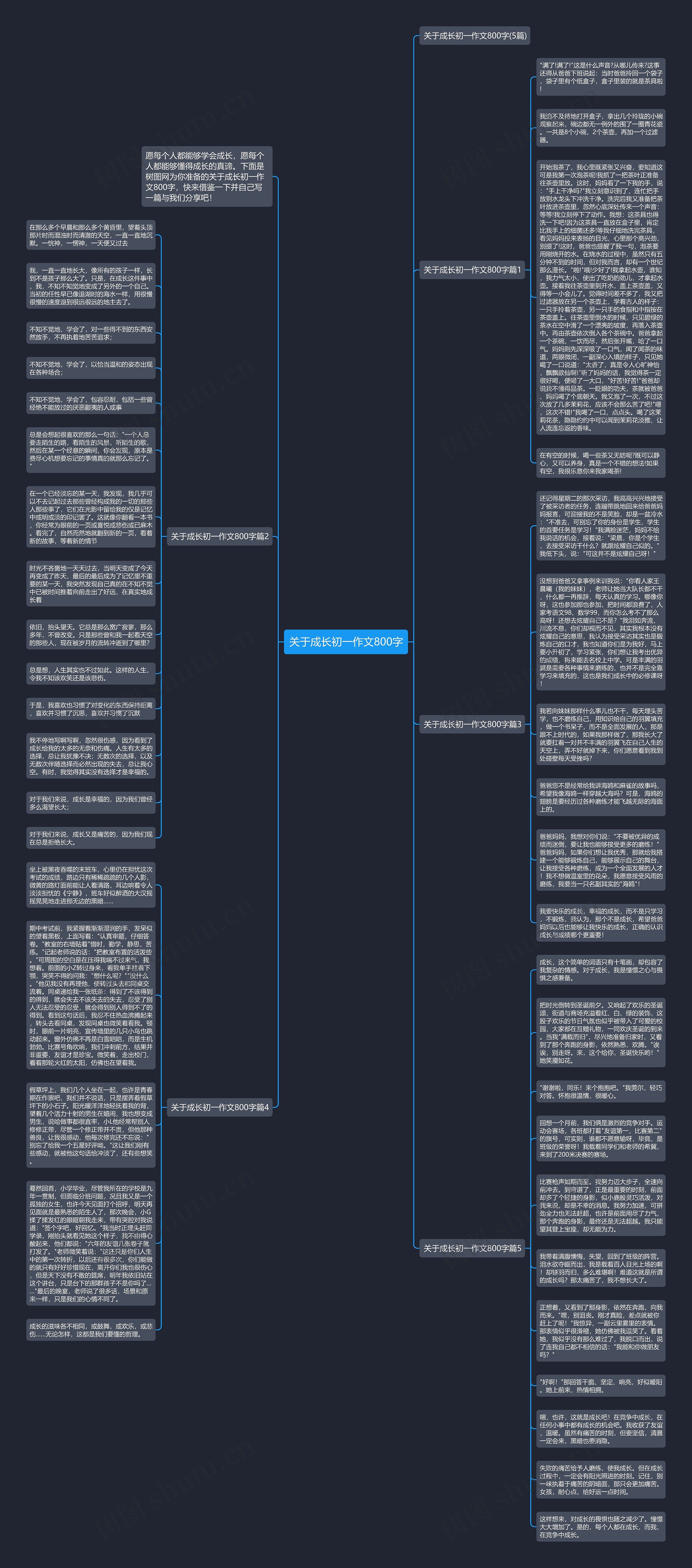 关于成长初一作文800字思维导图