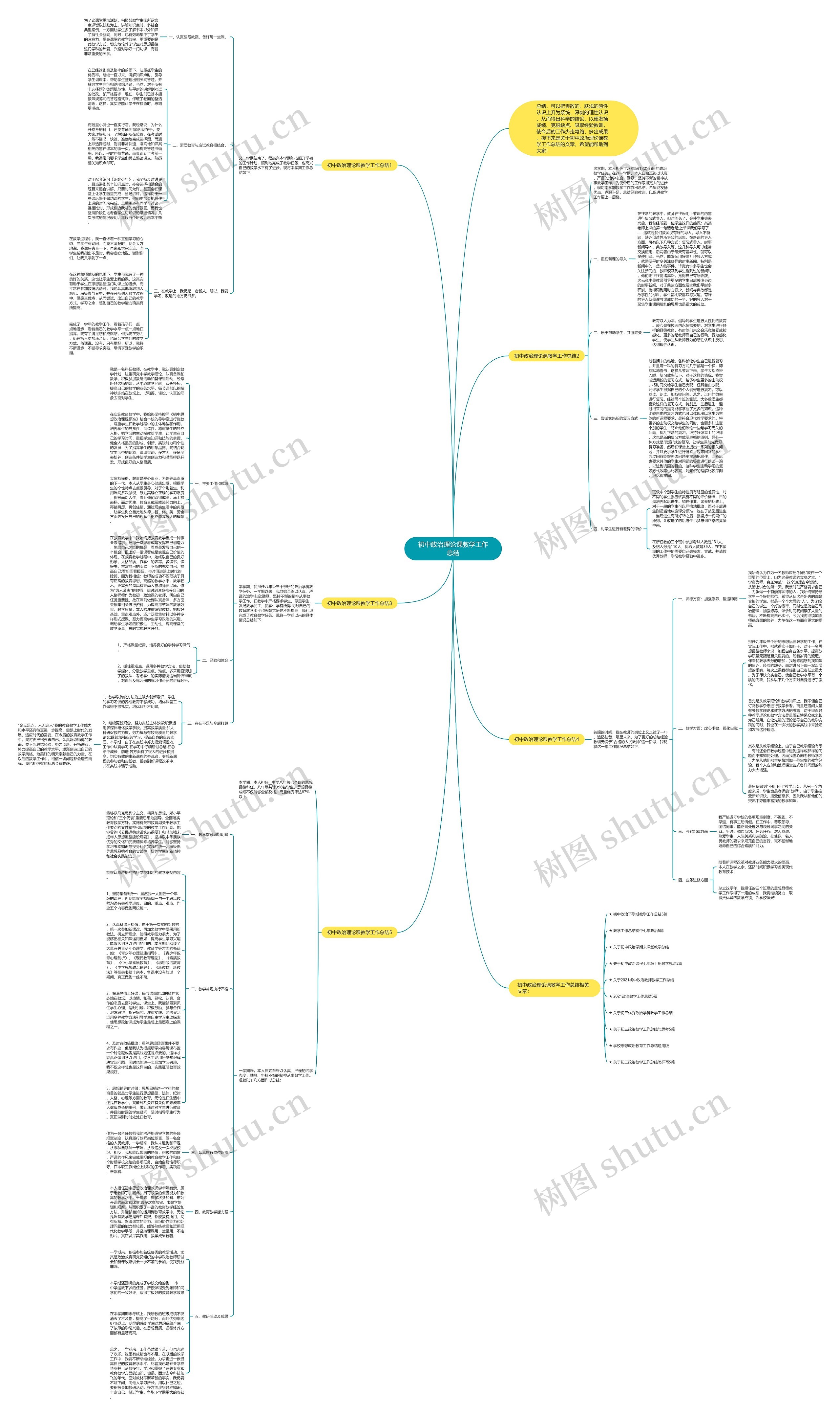 初中政治理论课教学工作总结思维导图