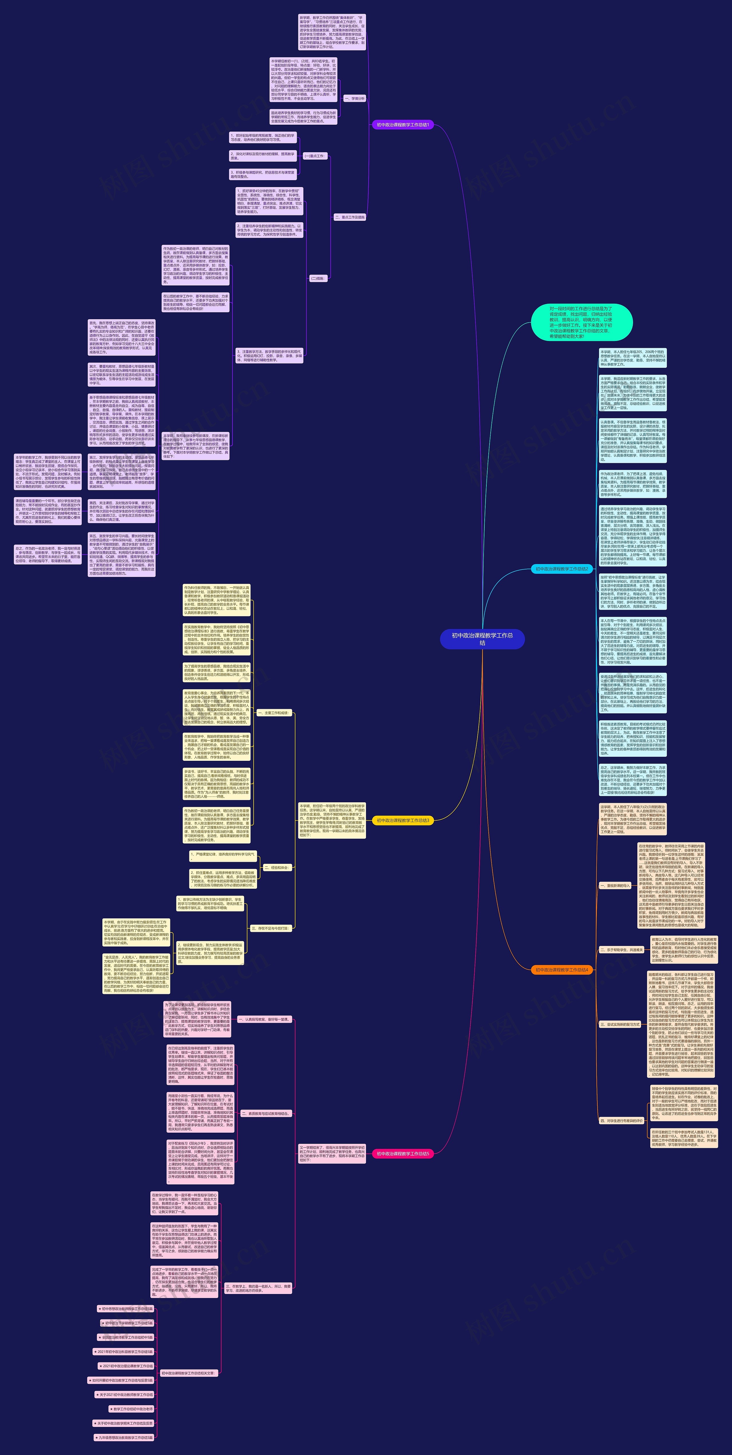 初中政治课程教学工作总结思维导图