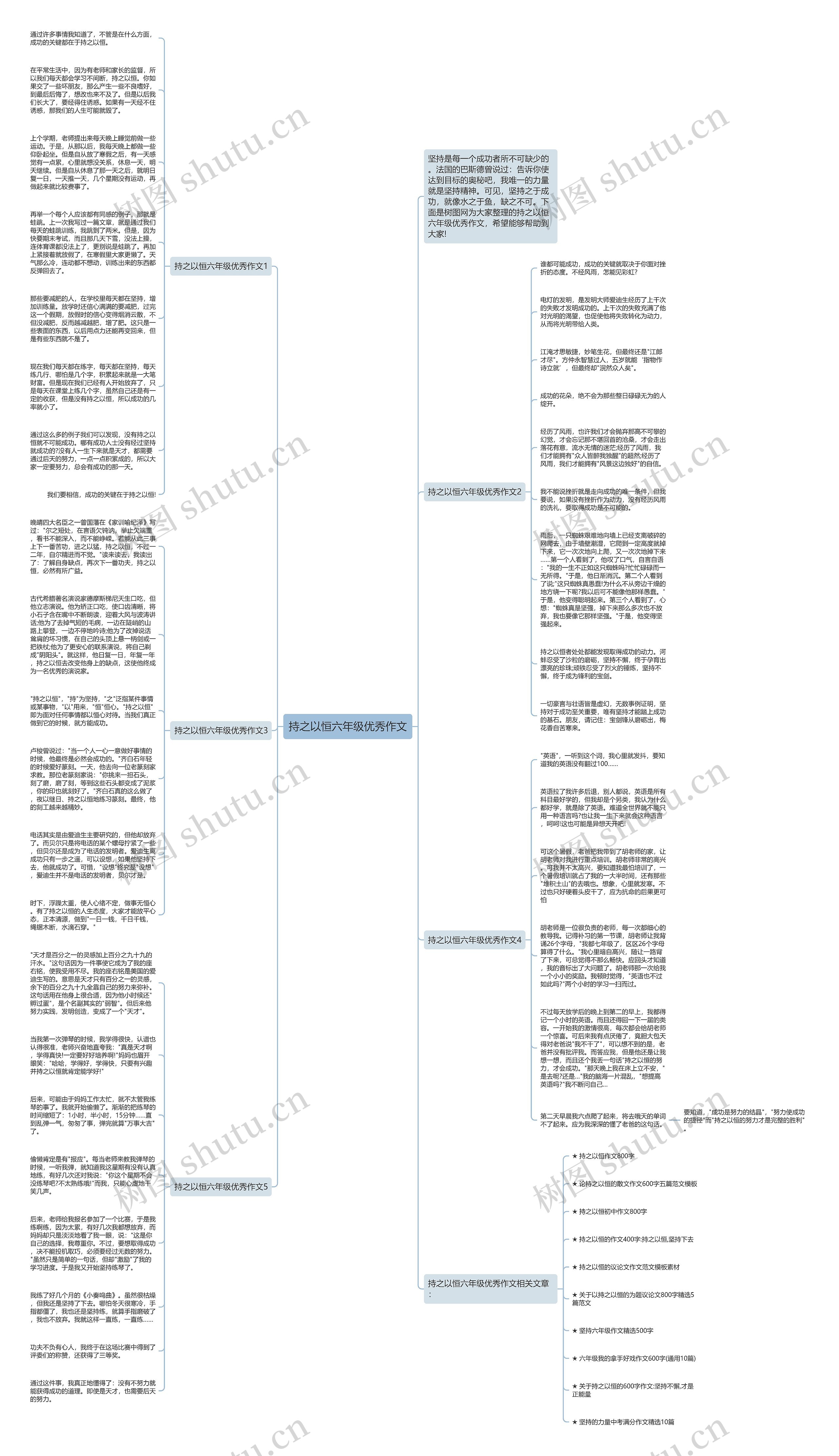 持之以恒六年级优秀作文思维导图高清图 持之以恒六年级优秀作文思维导图
