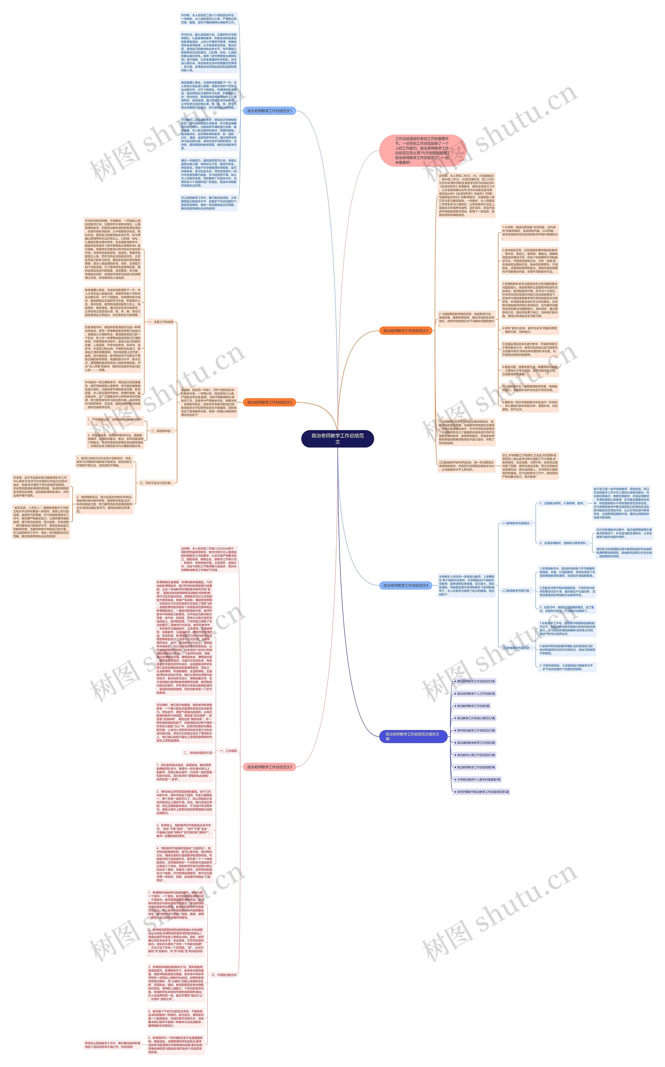 政治老师教学工作总结范文思维导图