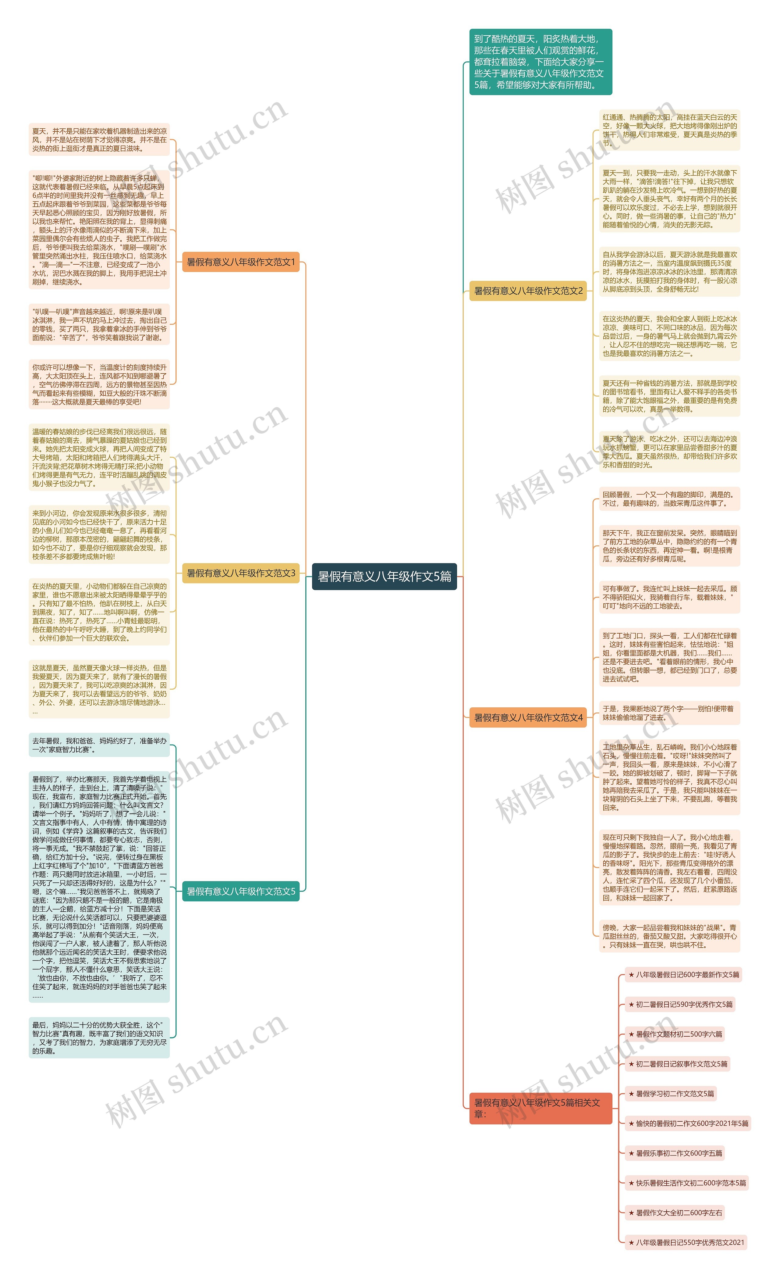 暑假有意义八年级作文5篇思维导图