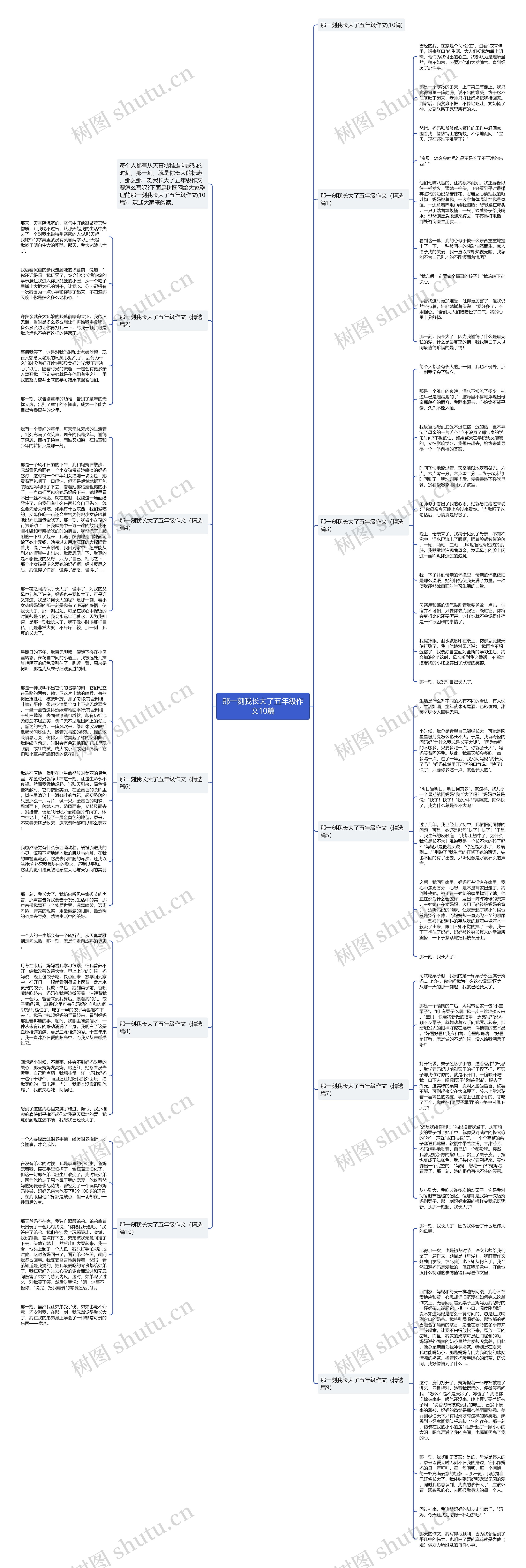 那一刻我长大了五年级作文10篇思维导图