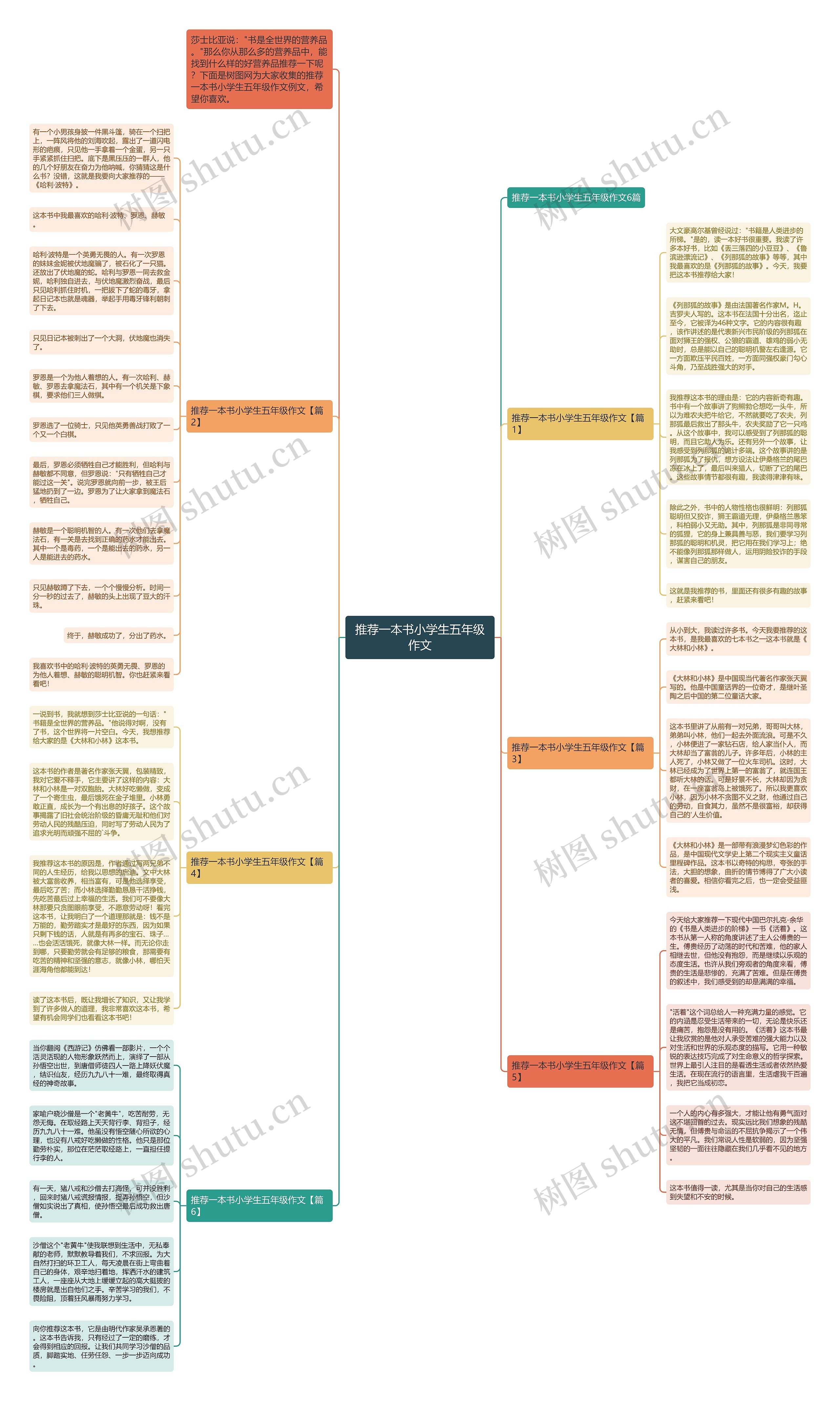推荐一本书小学生五年级作文思维导图